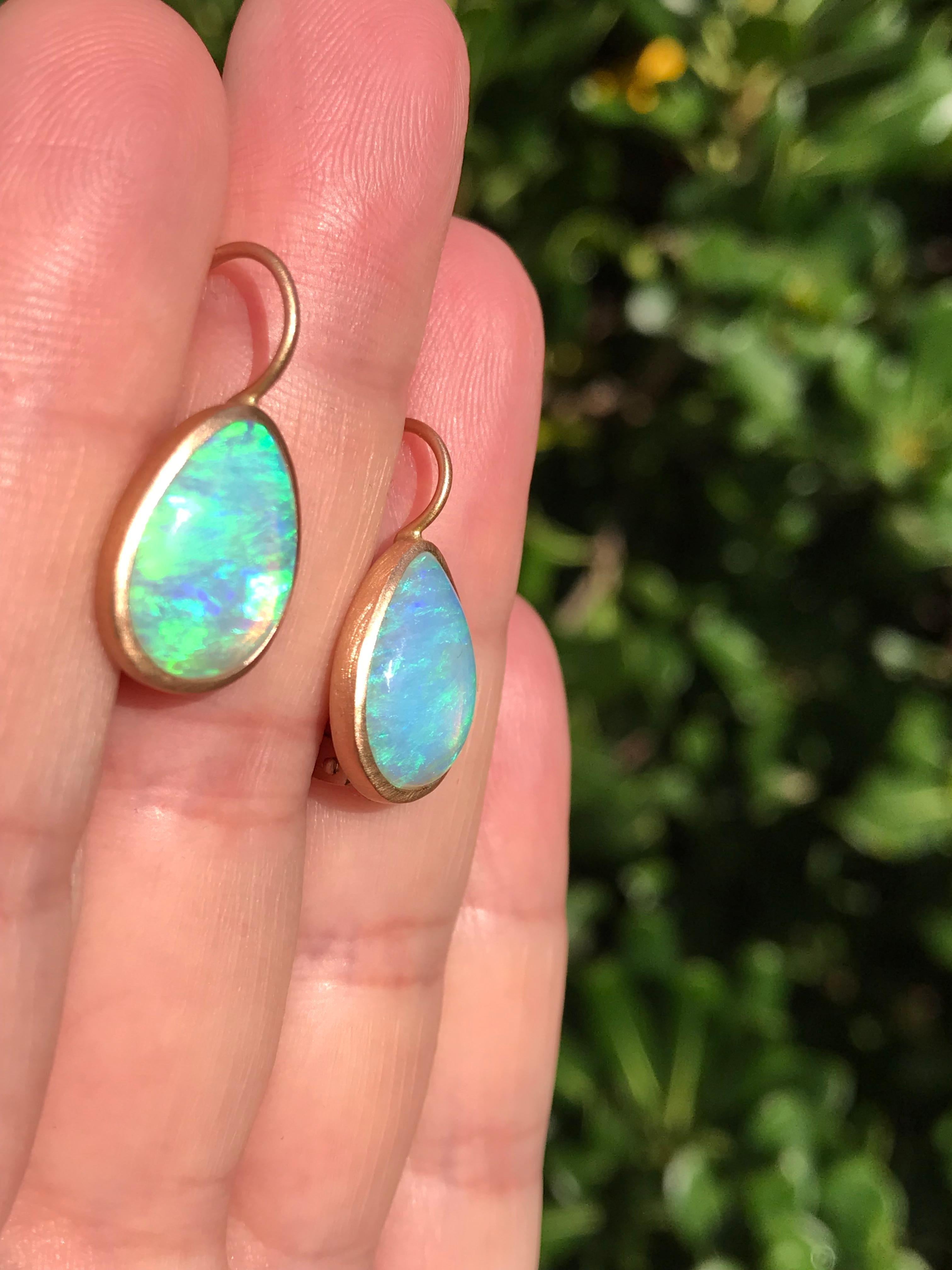 Women's Dalben Pear Shape Australian Opal Rose Gold Earrings For Sale