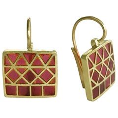 Dalben Plique a Jour Enamel Gold Earrings