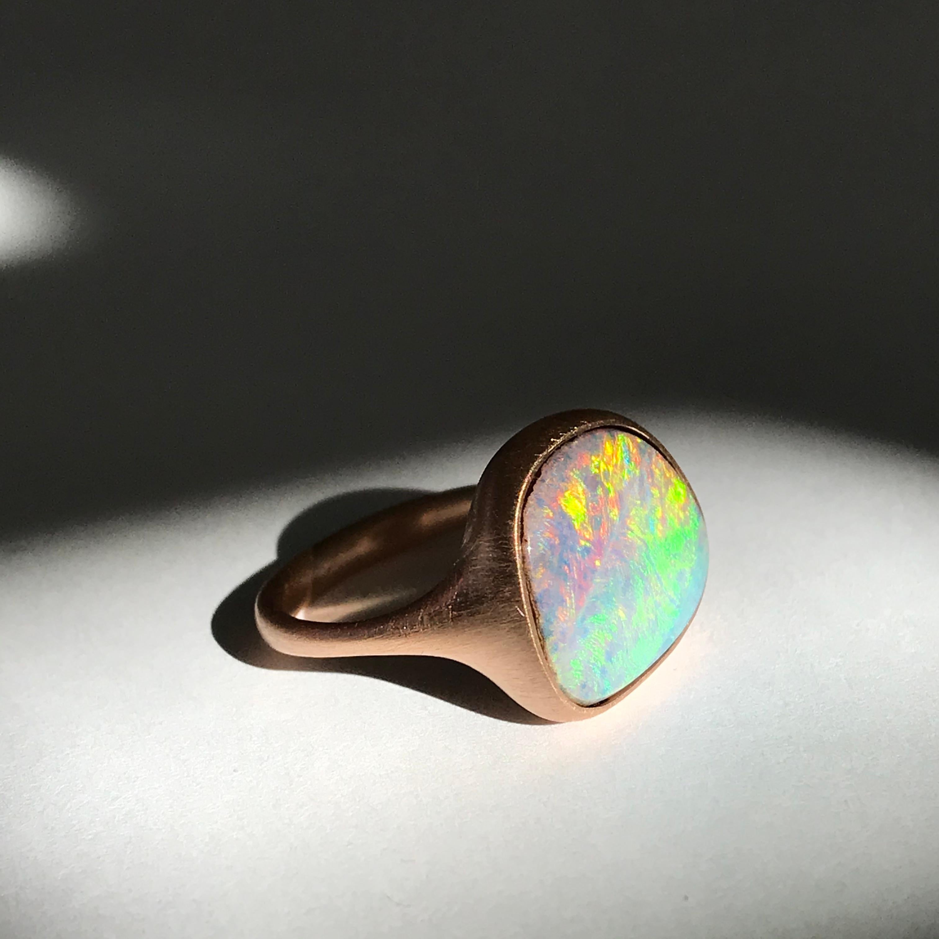 Dalben Rainbow Australian Boulder Opal Yellow Gold Ring 4