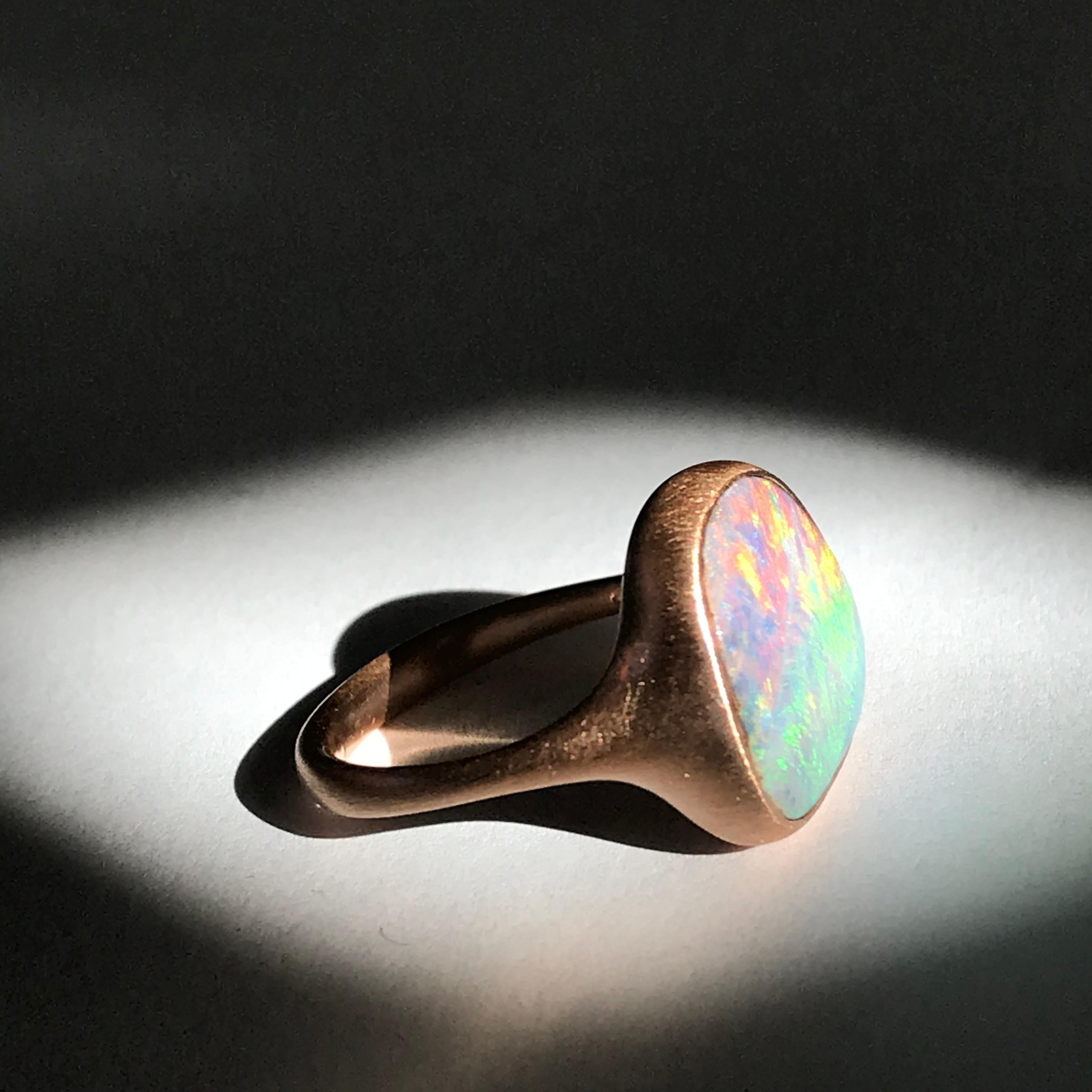Dalben Rainbow Australian Boulder Opal Yellow Gold Ring 3
