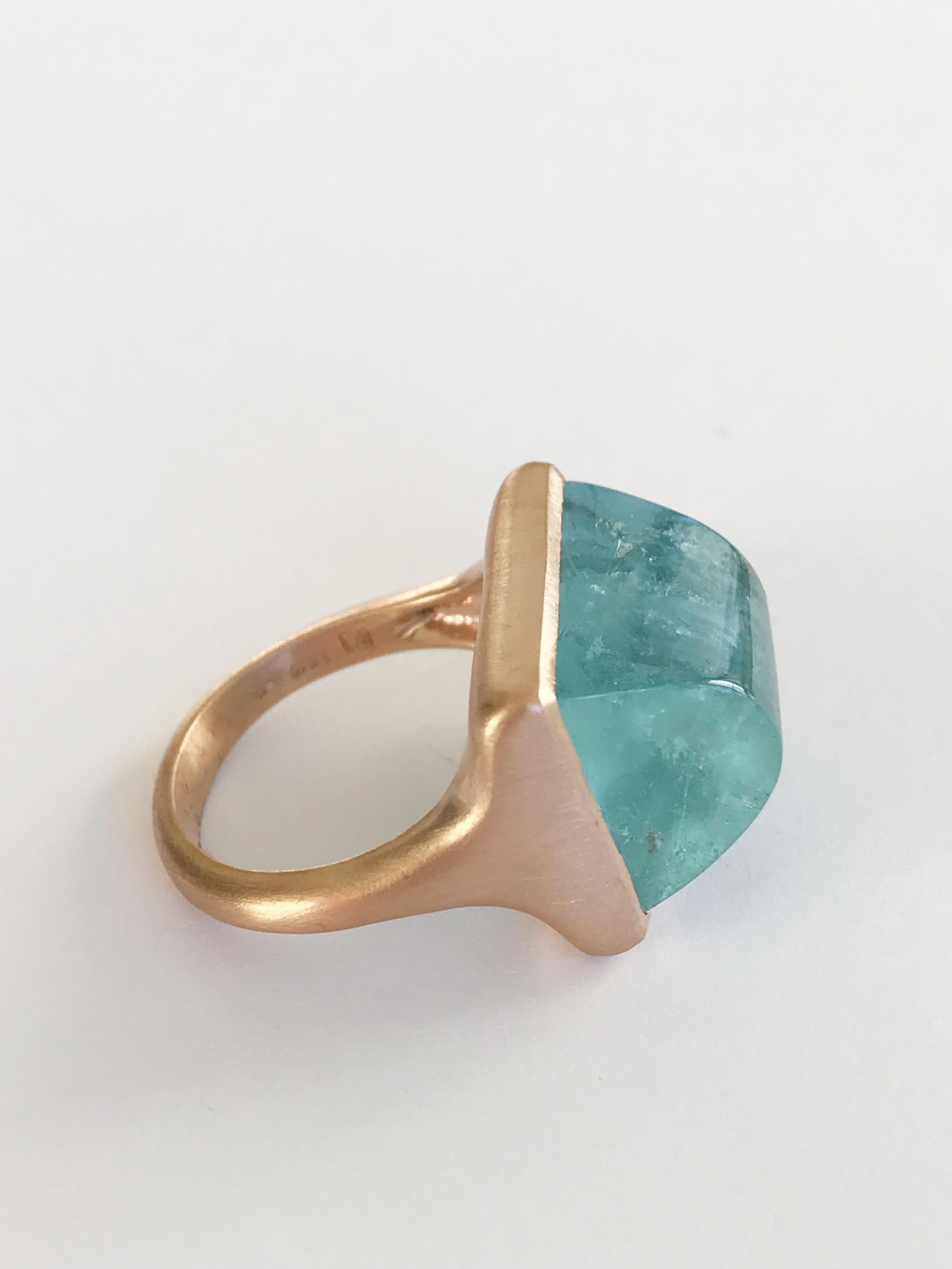 Contemporary Dalben Rectangular Aquamarine Rose Gold Ring