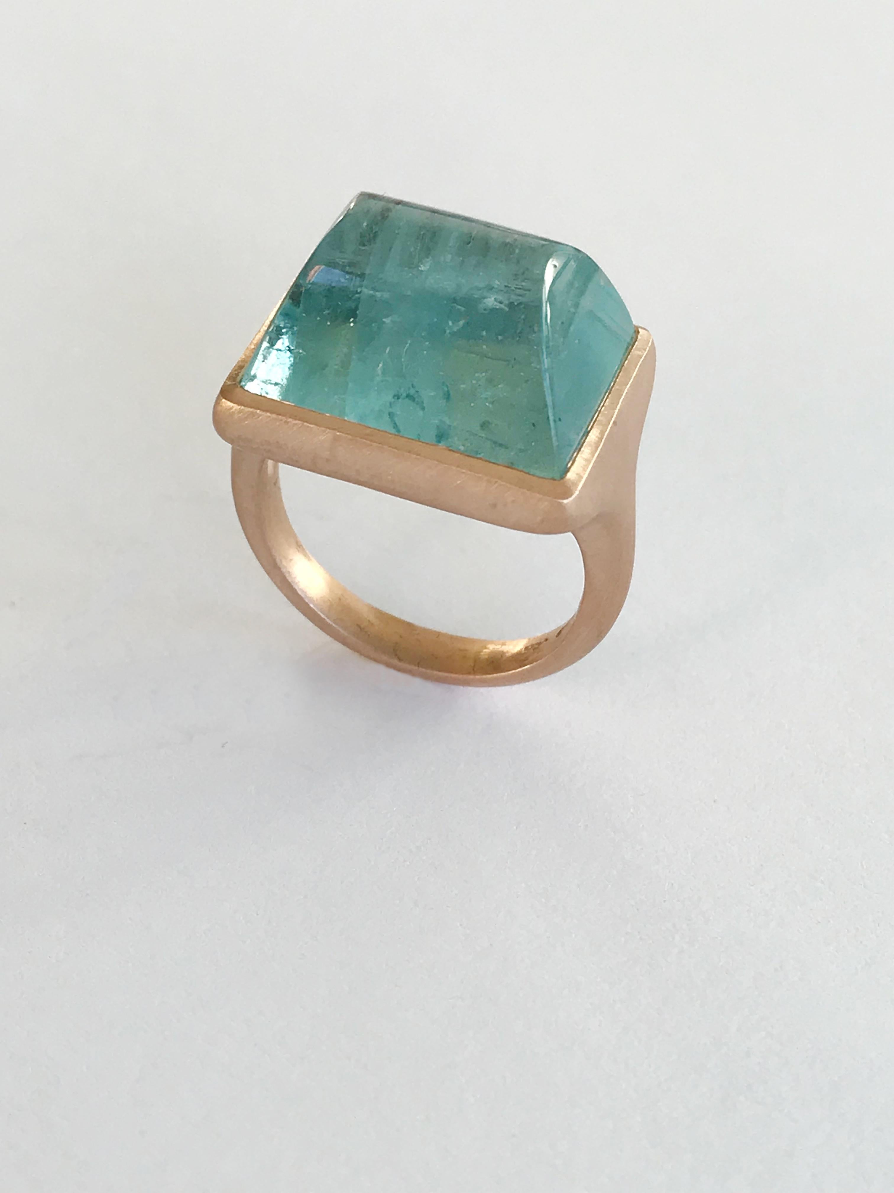 Women's Dalben Rectangular Aquamarine Rose Gold Ring