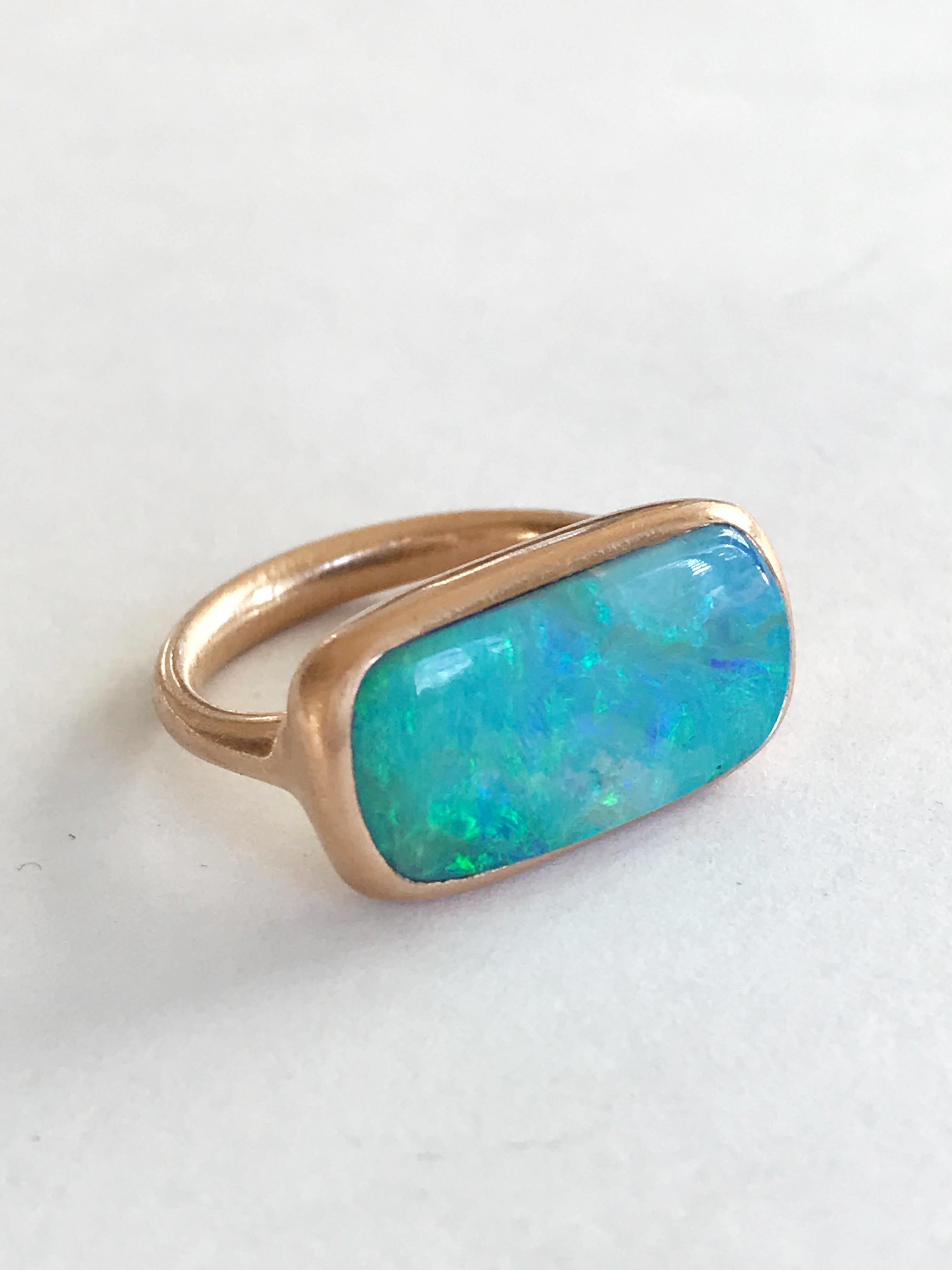 Women's Dalben Rectangular Boulder Opal Rose Gold Ring