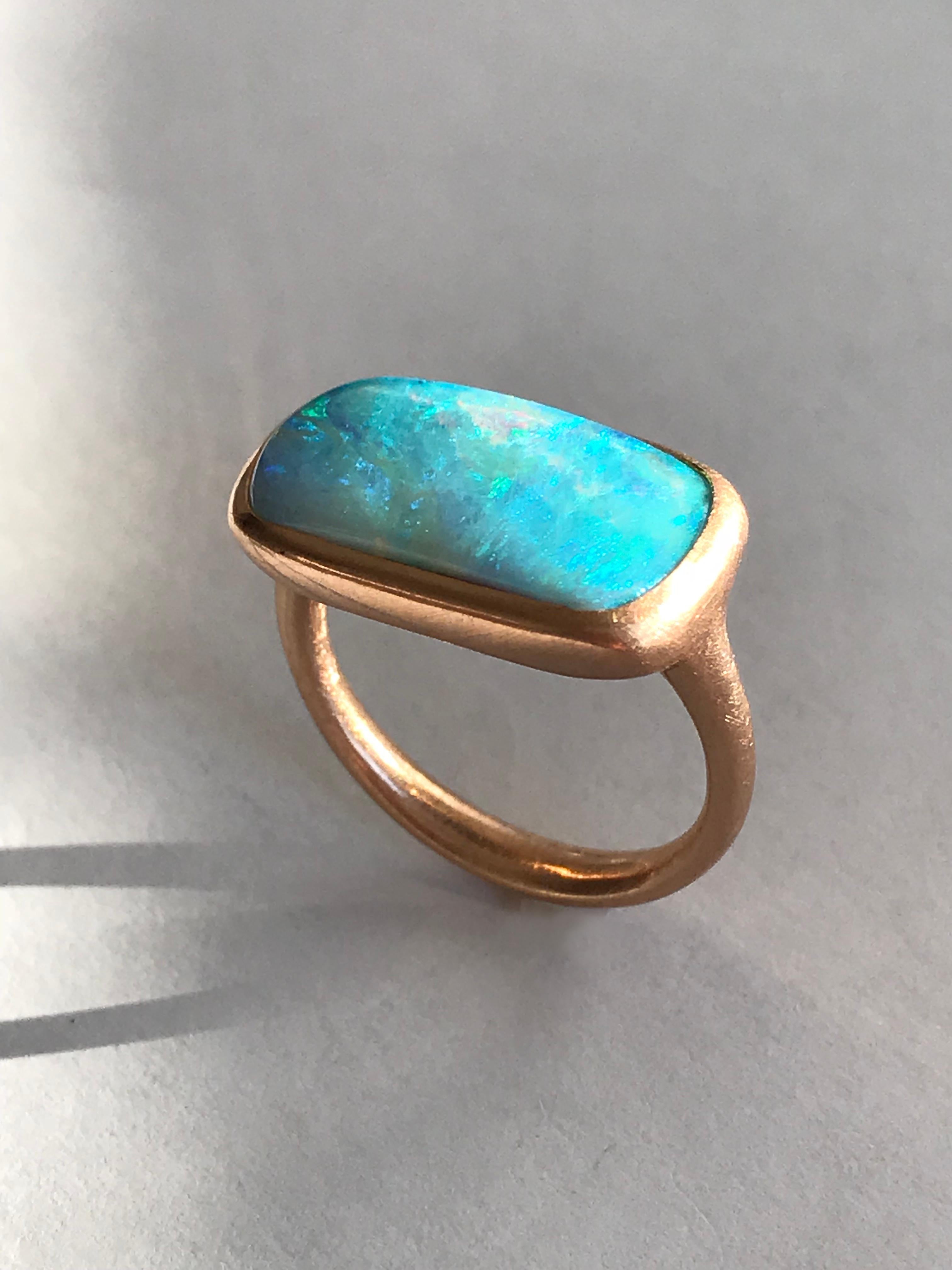 Dalben Rectangular Boulder Opal Rose Gold Ring 2