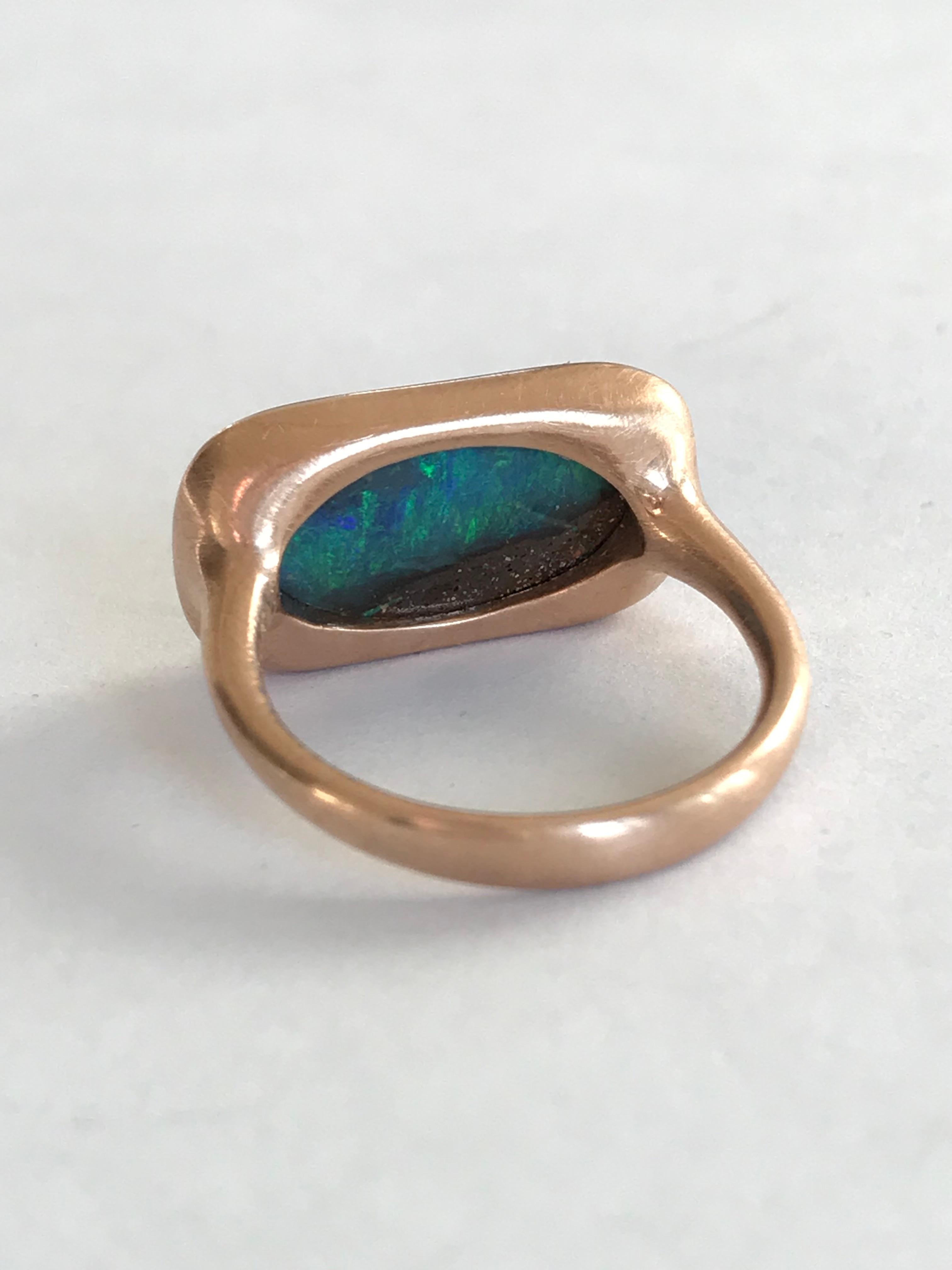 Dalben Rectangular Boulder Opal Rose Gold Ring 3