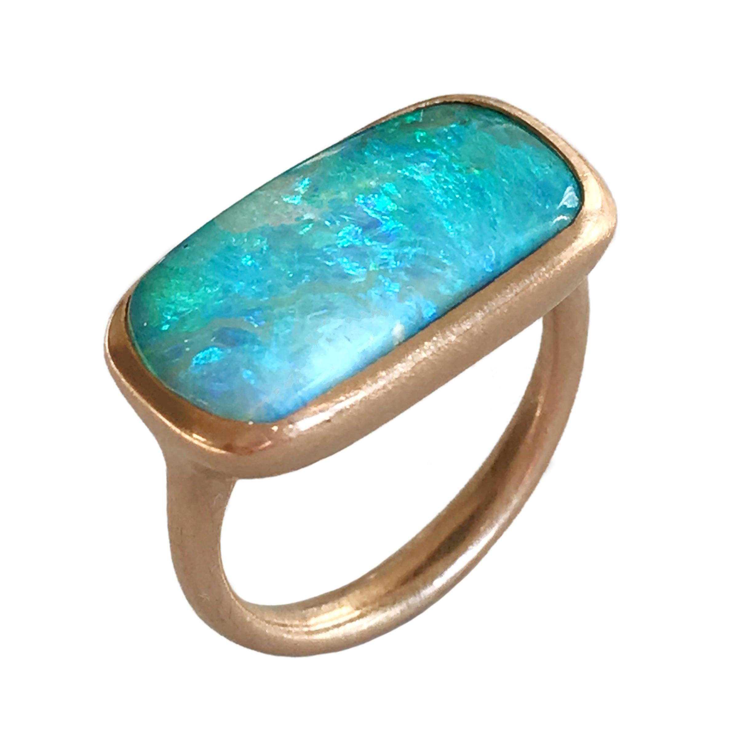 Dalben Rectangular Boulder Opal Rose Gold Ring