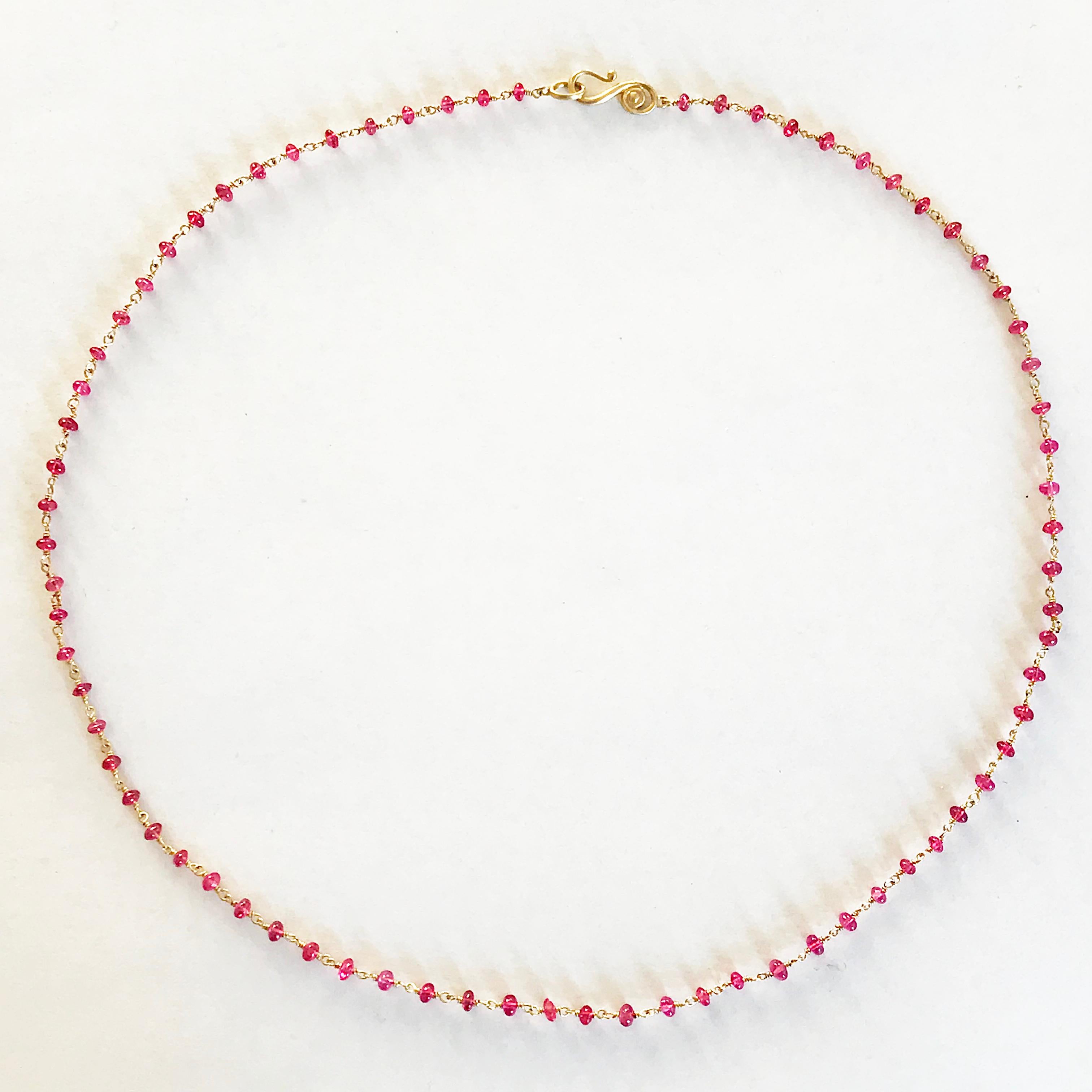Contemporary Dalben Red Spinel Beads Yellow Gold Necklace