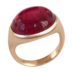 Dalben Red Toumaline Cabochon Rose Gold Ring