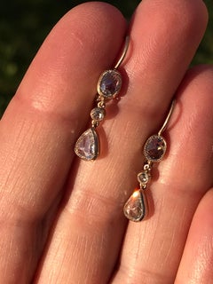 Dalben Rose Cut Diamonds White Gold  Drop Earrings