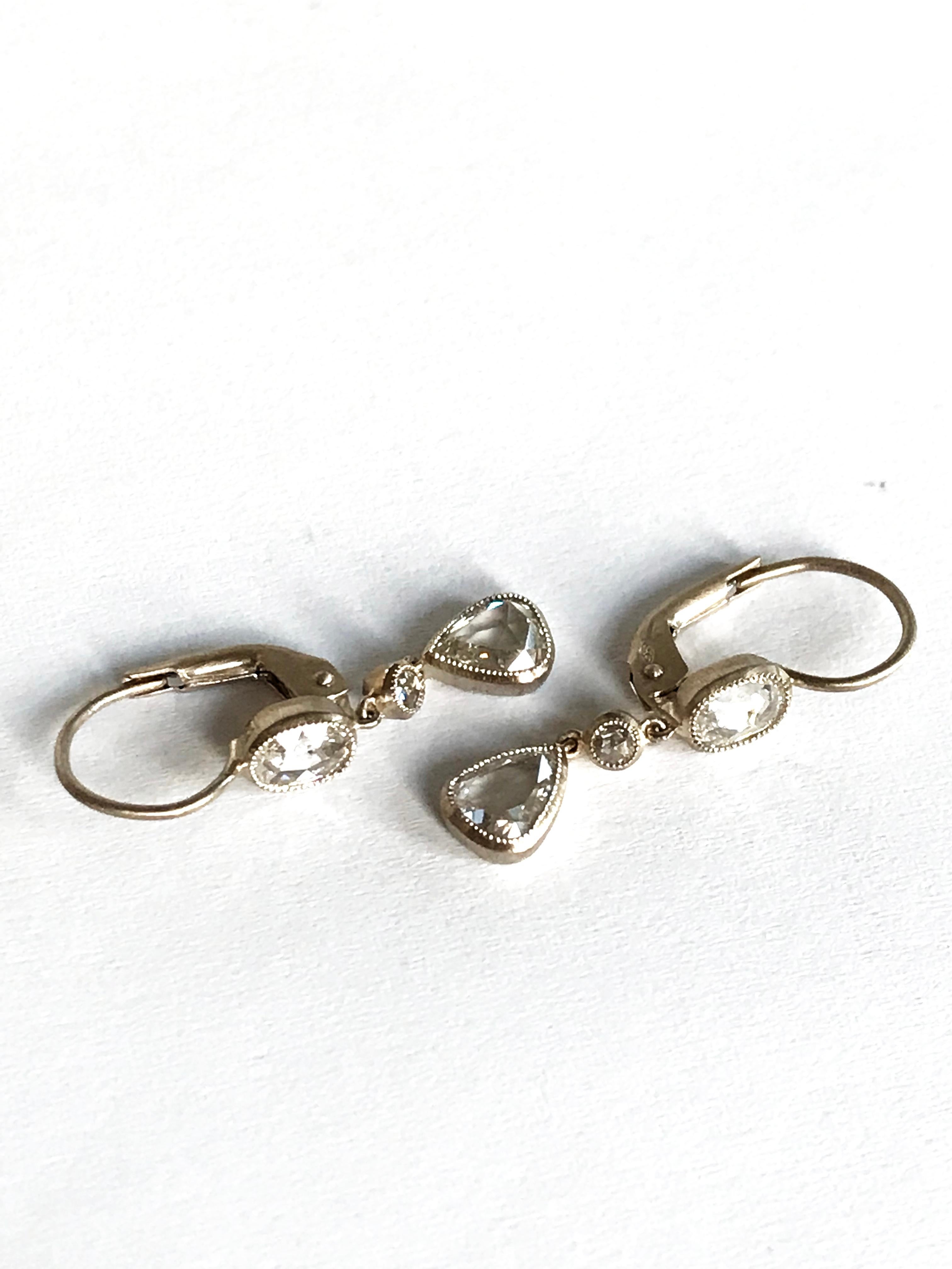 Dalben Rose Cut Diamanten Weißgold  Tropfenohrringe im Zustand „Neu“ im Angebot in Como, IT