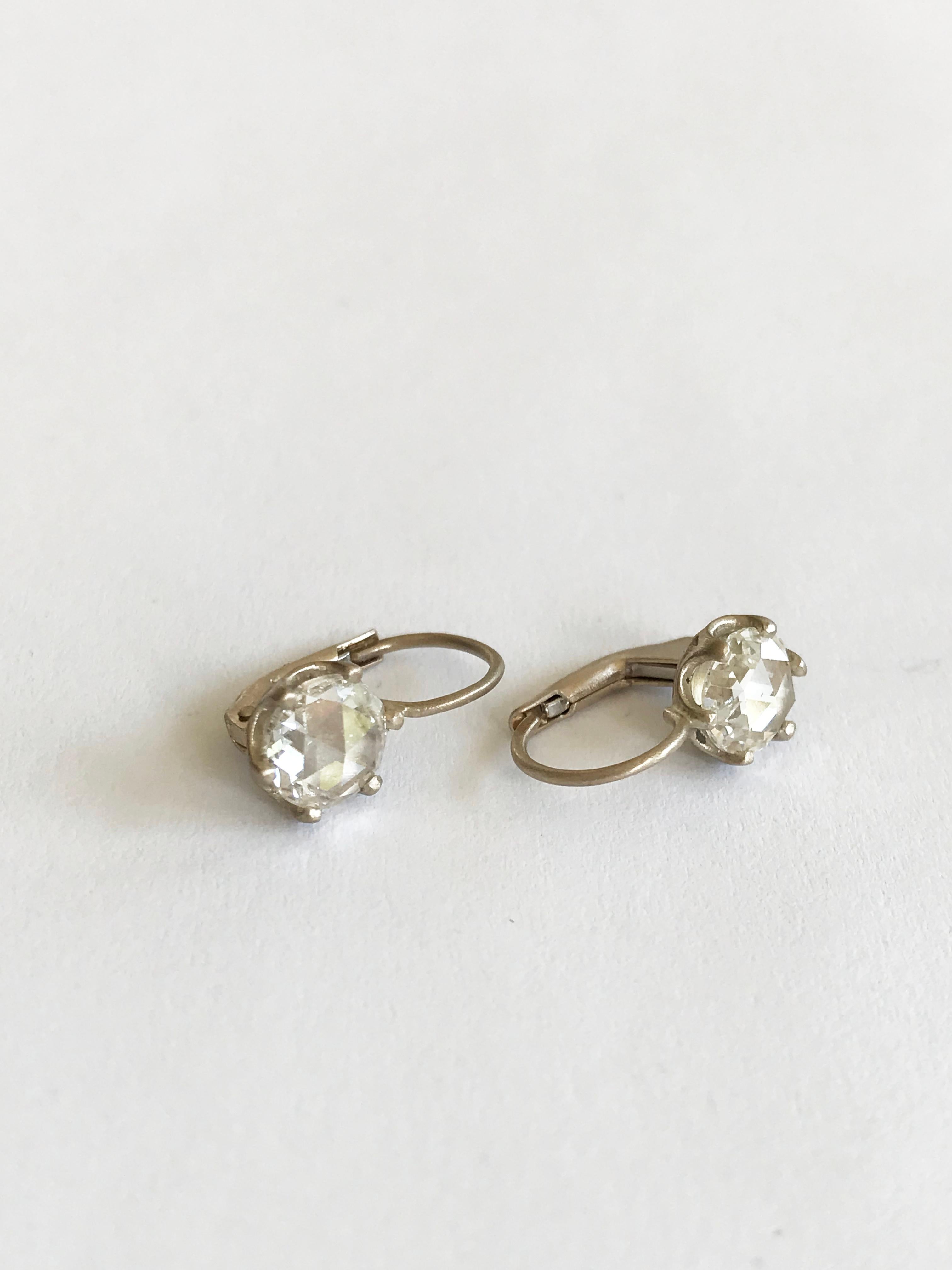 Dalben Rose Cut Diamonds White Gold  Earrings For Sale 7