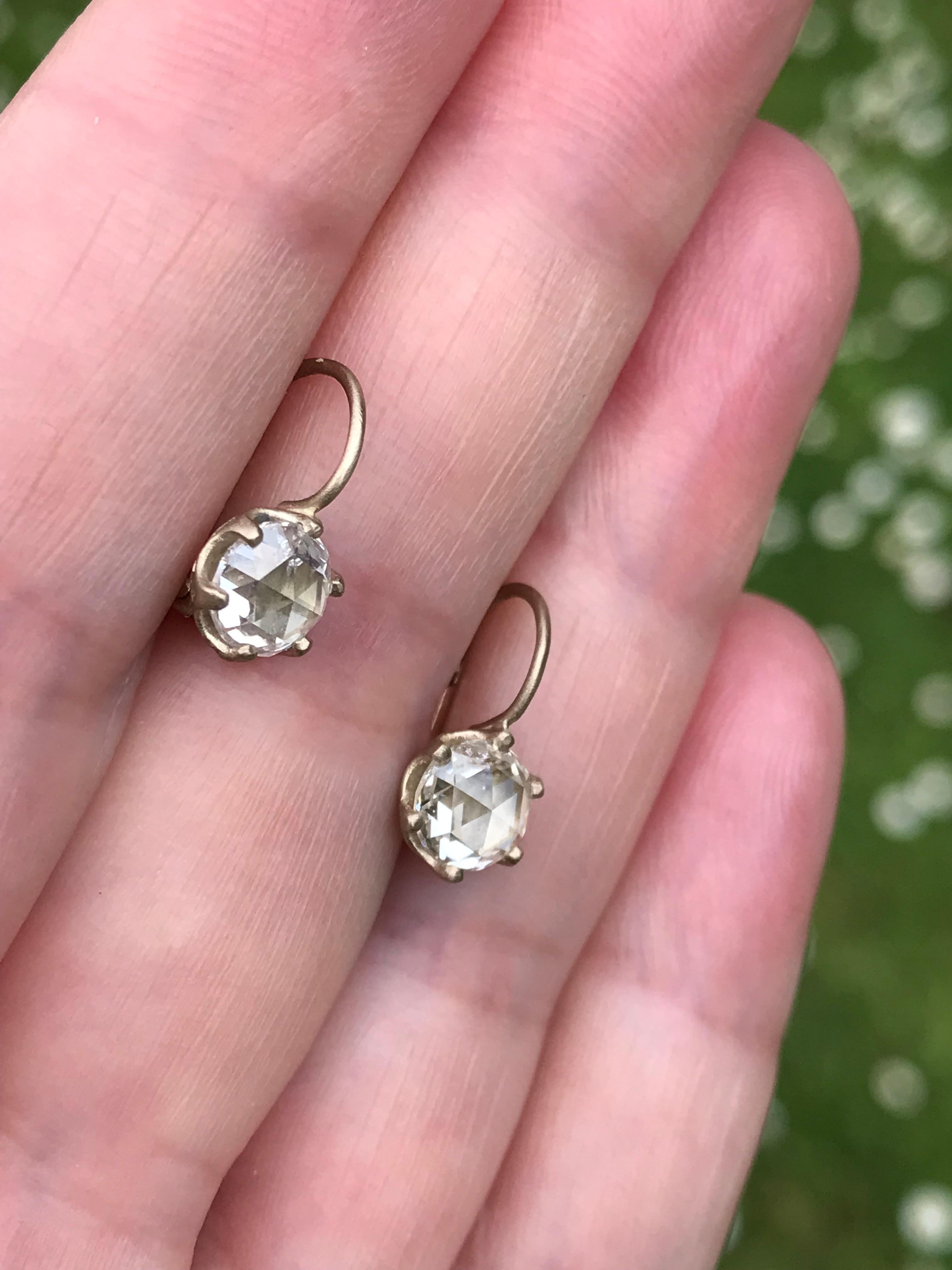 Dalben Rose Cut Diamonds White Gold  Earrings In New Condition For Sale In Como, IT