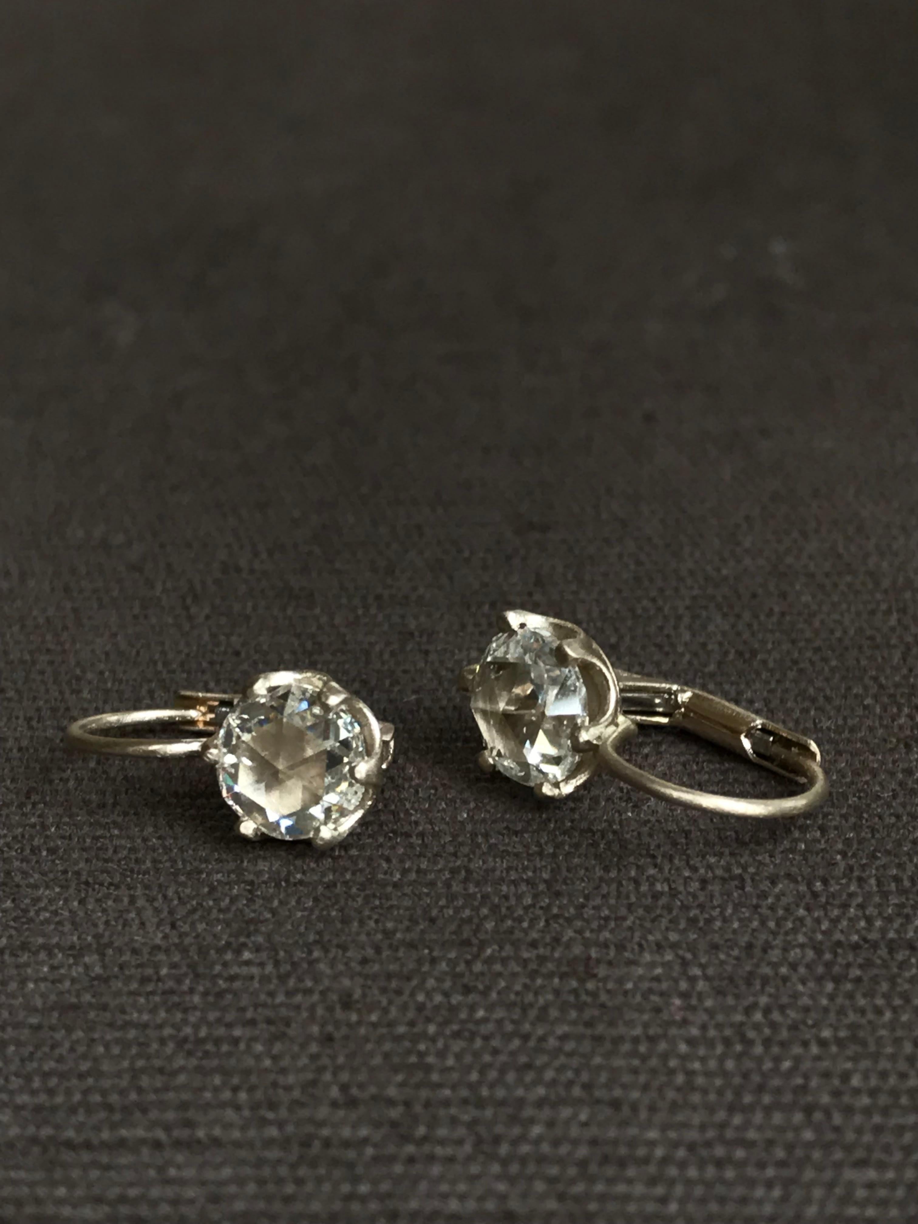 Women's Dalben Rose Cut Diamonds White Gold  Earrings For Sale