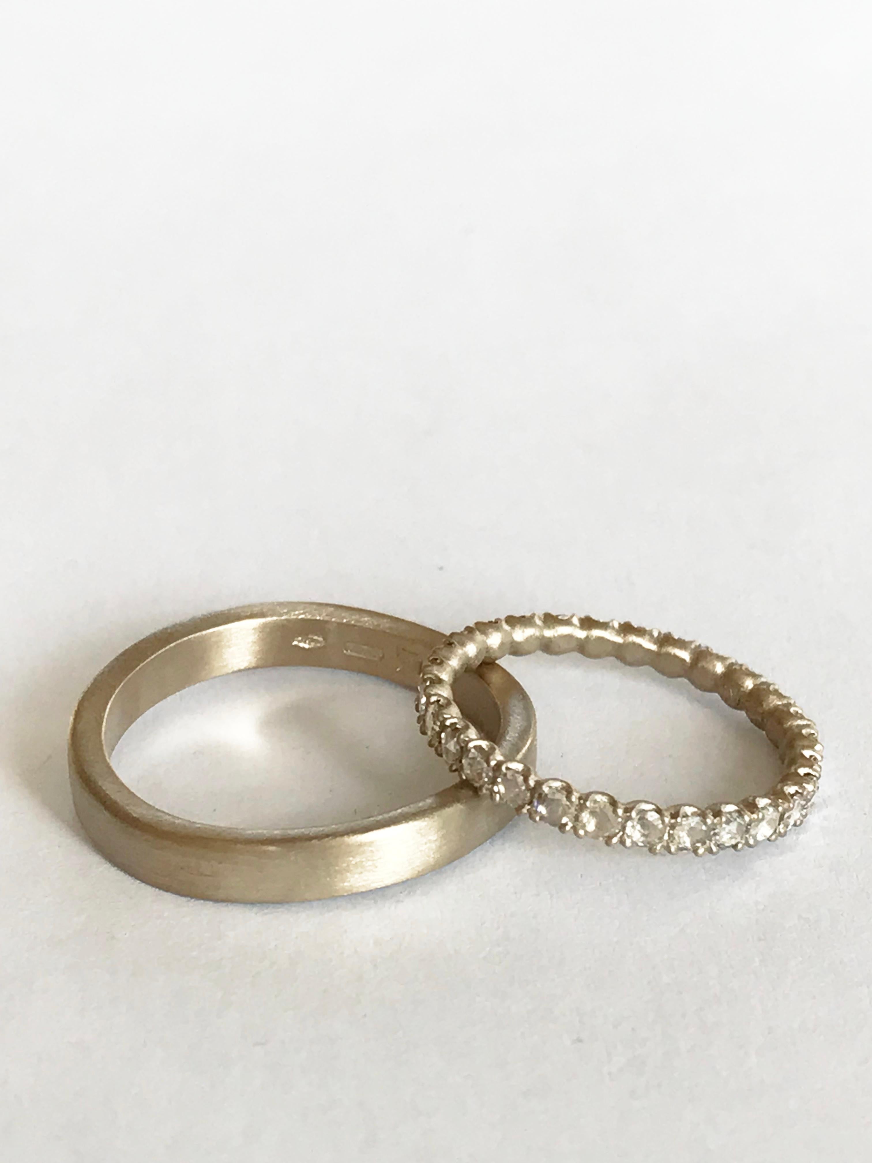 Dalben Bague à petit anneau en or blanc avec diamants taille rose en vente 6