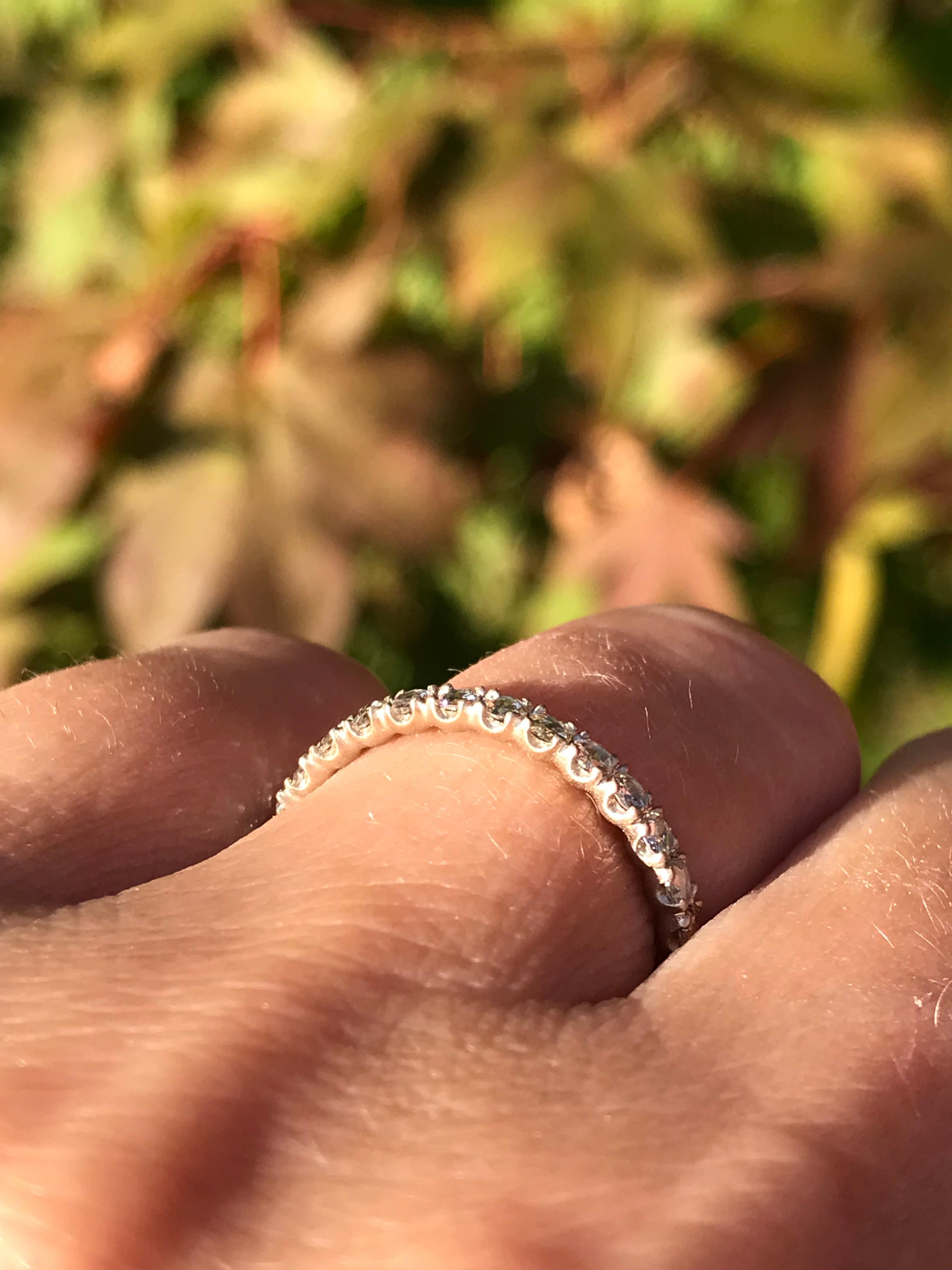 Women's Dalben Rose Cut Diamonds White Gold Small Band Ring For Sale