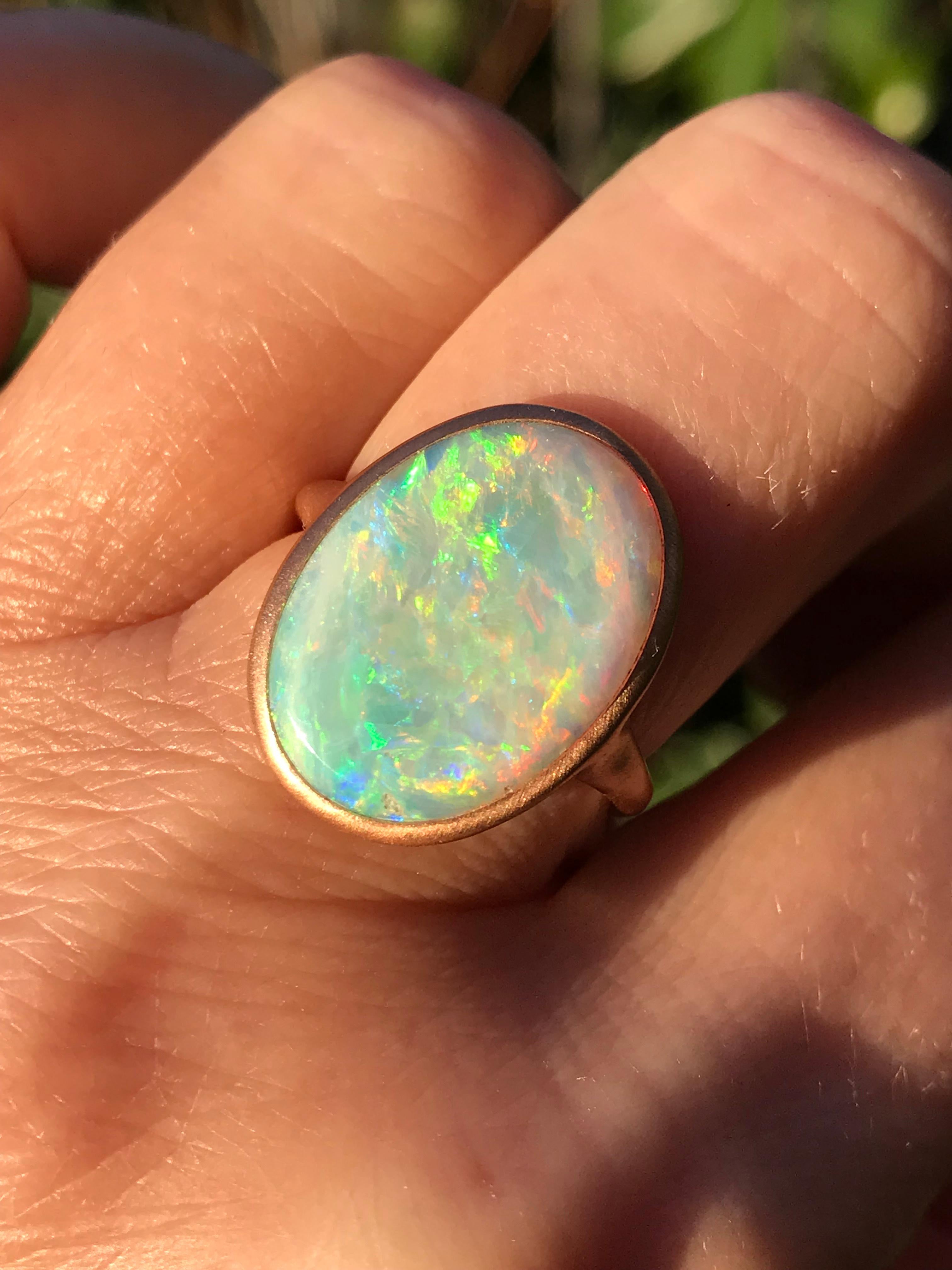 Dalben Rose Gold Ring and Australian Coober Pedy Opal In New Condition In Como, IT