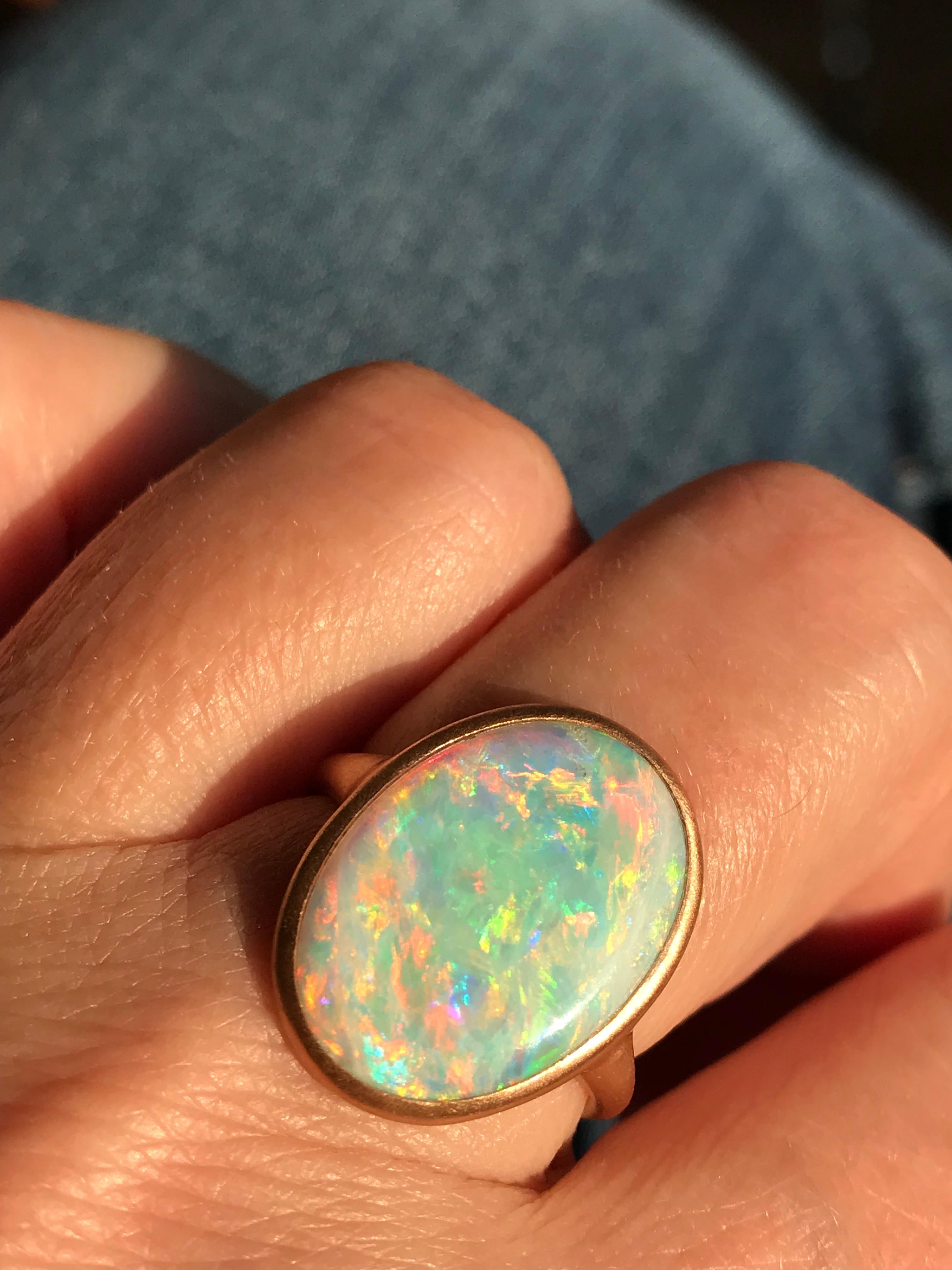 Women's Dalben Rose Gold Ring and Australian Coober Pedy Opal