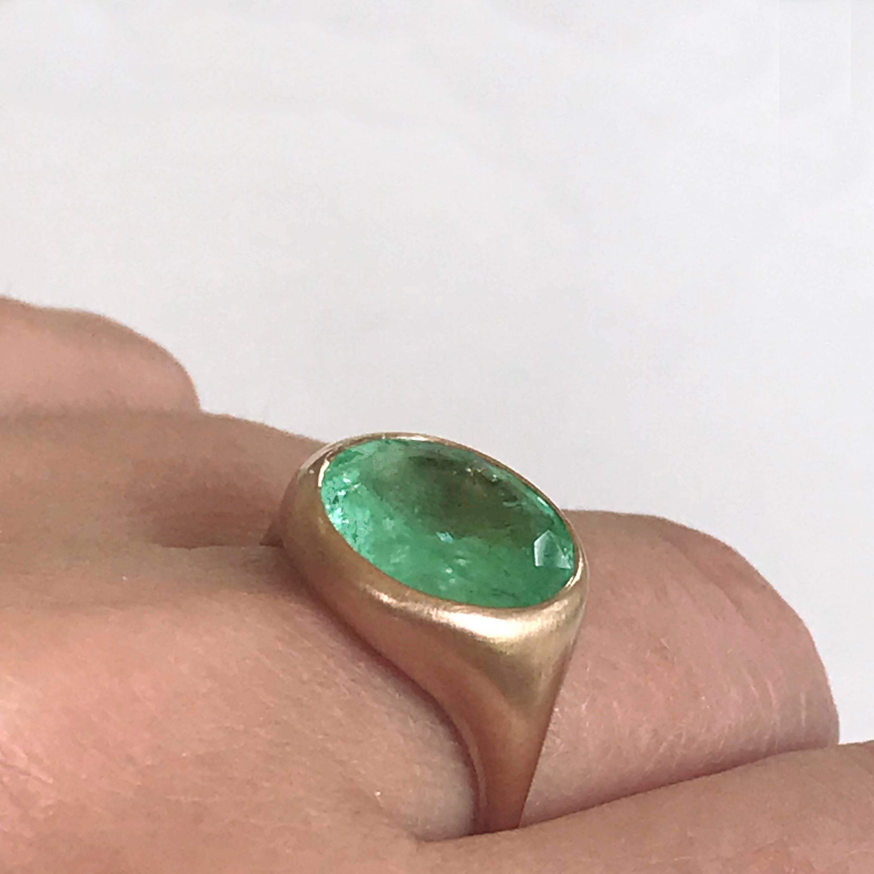 Dalben Round Emerald Rose Gold Ring 3