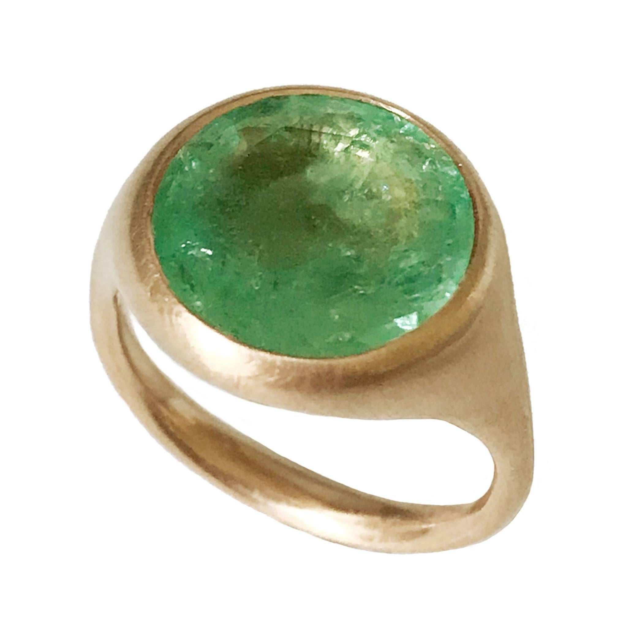 Dalben Round Emerald Rose Gold Ring