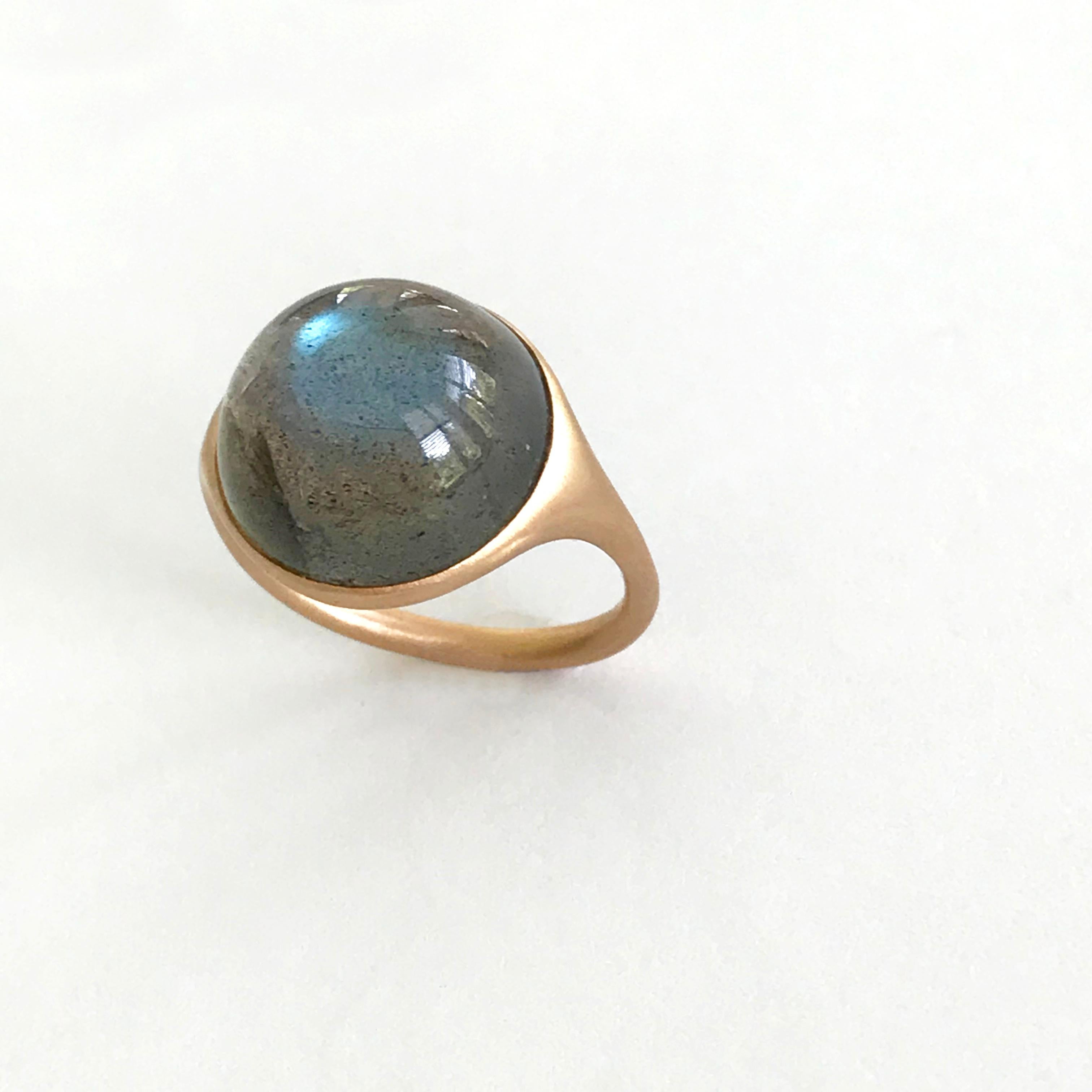 Dalben Round Labradorite Rose Gold Ring In New Condition For Sale In Como, IT