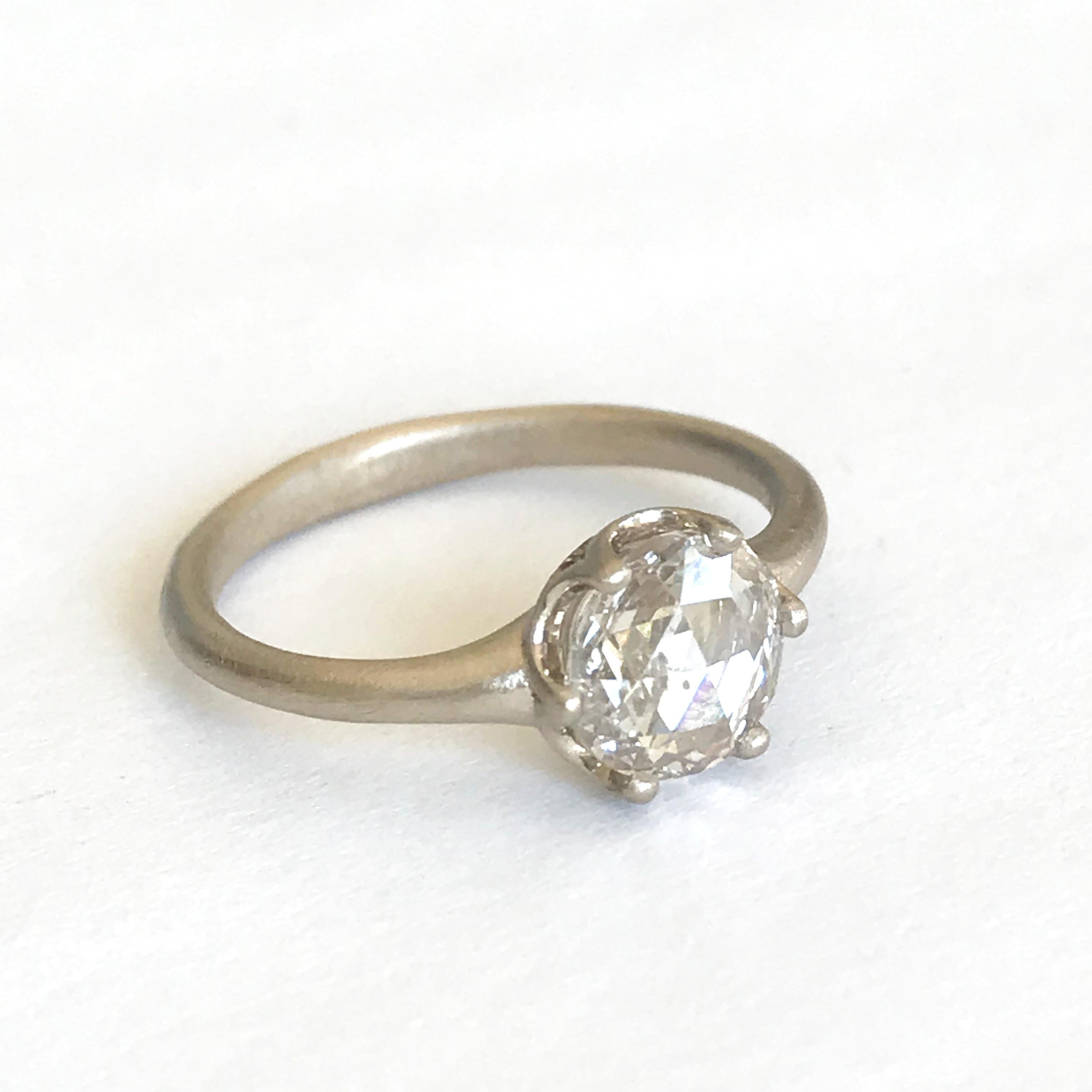 Dalben 1, 02 Carat Round Rose Cut Diamond Gold Ring 3