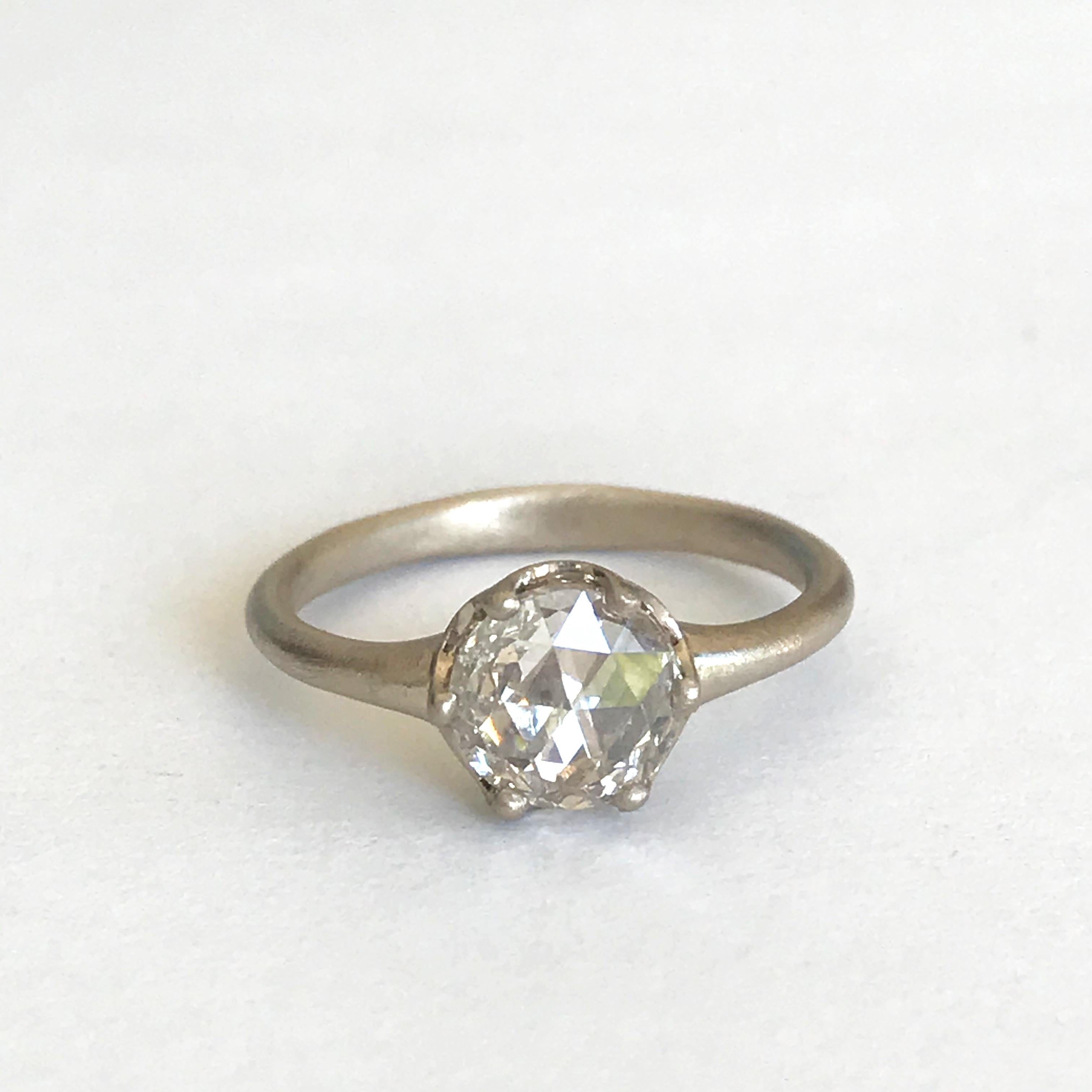 Contemporary Dalben 1, 02 Carat Round Rose Cut Diamond Gold Ring
