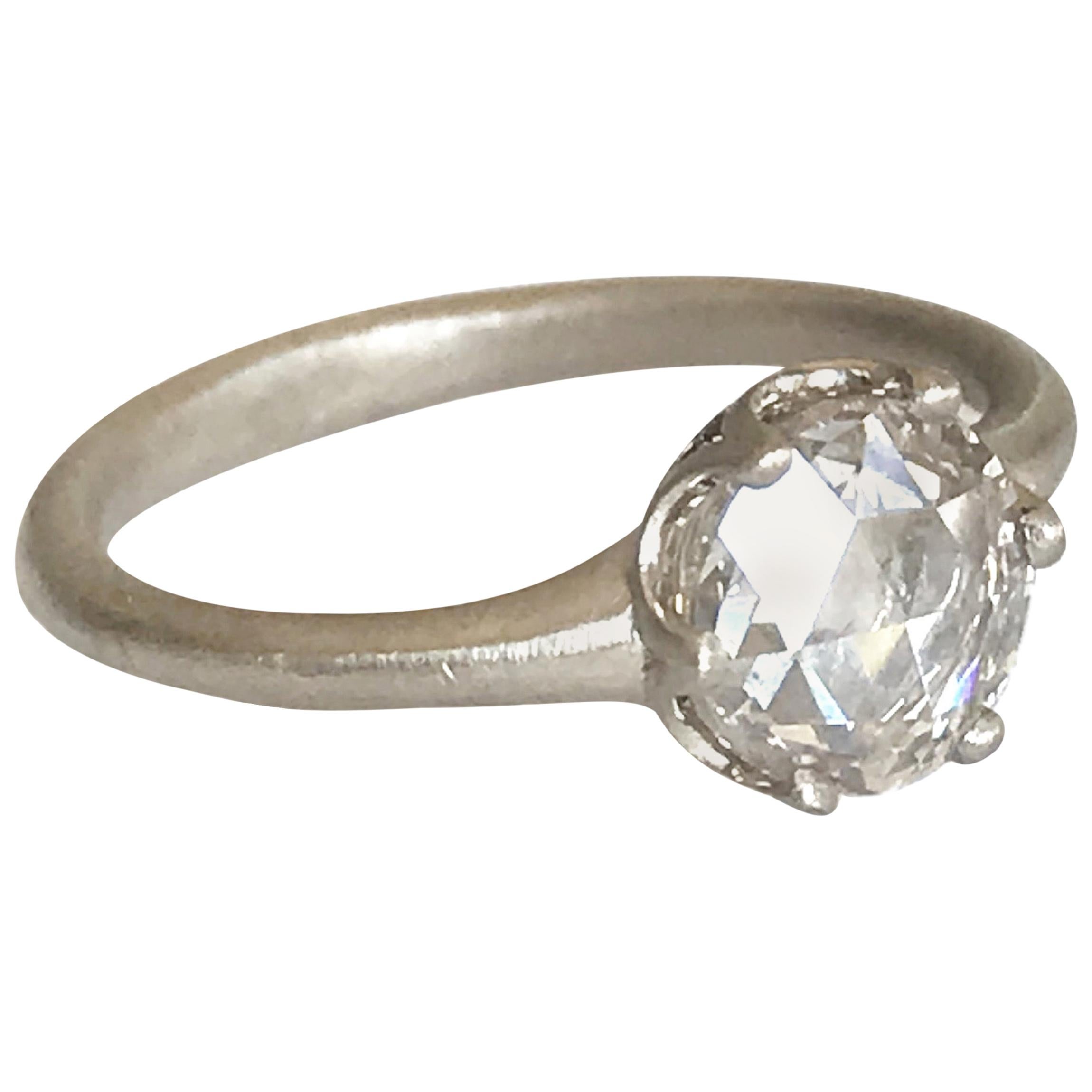 Dalben 1, 02 Carat Round Rose Cut Diamond Gold Ring
