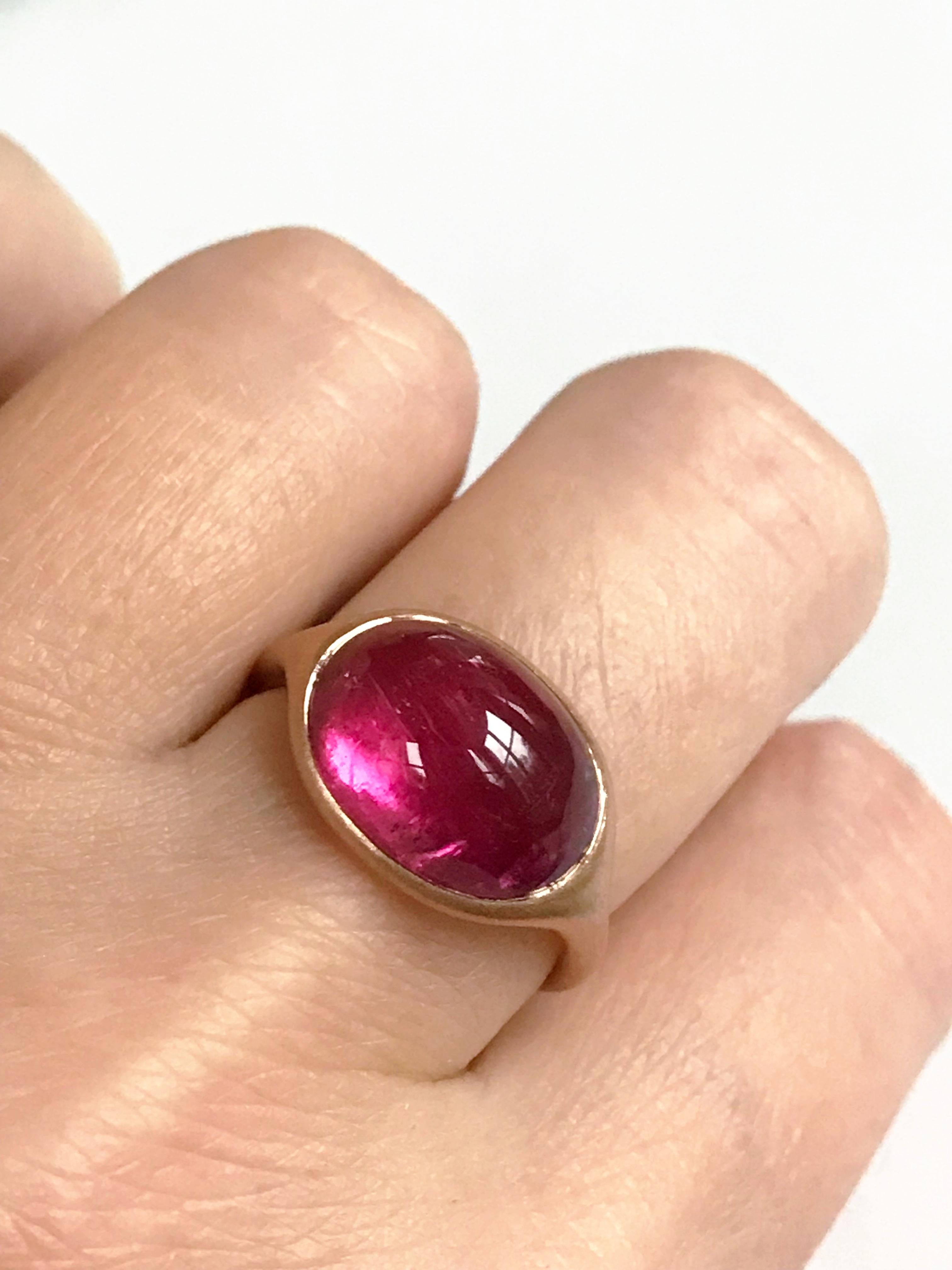 Dalben Rubellite Cabochon Rose Gold Ring 4