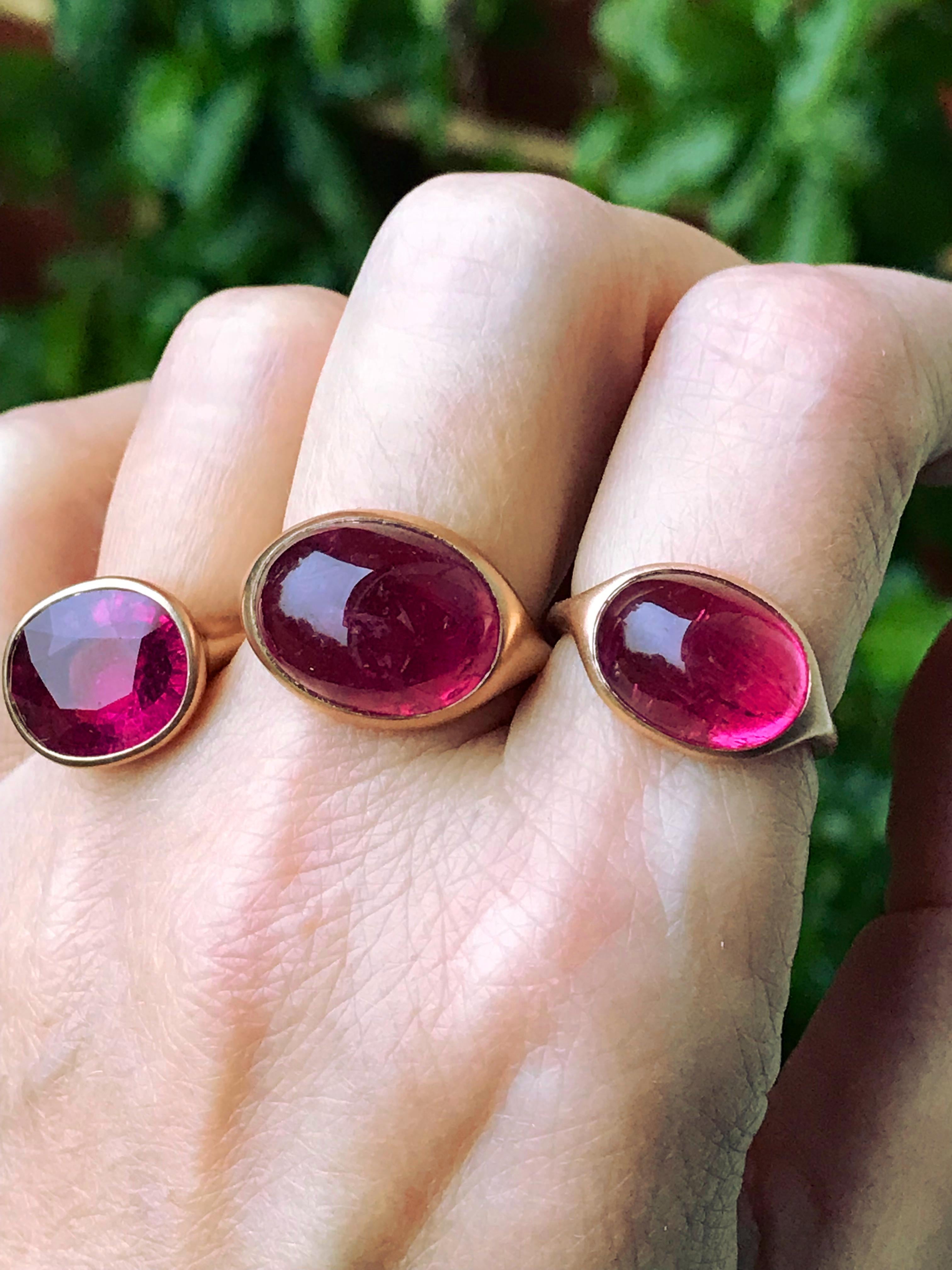 Dalben Rubellite Cabochon Rose Gold Ring 6