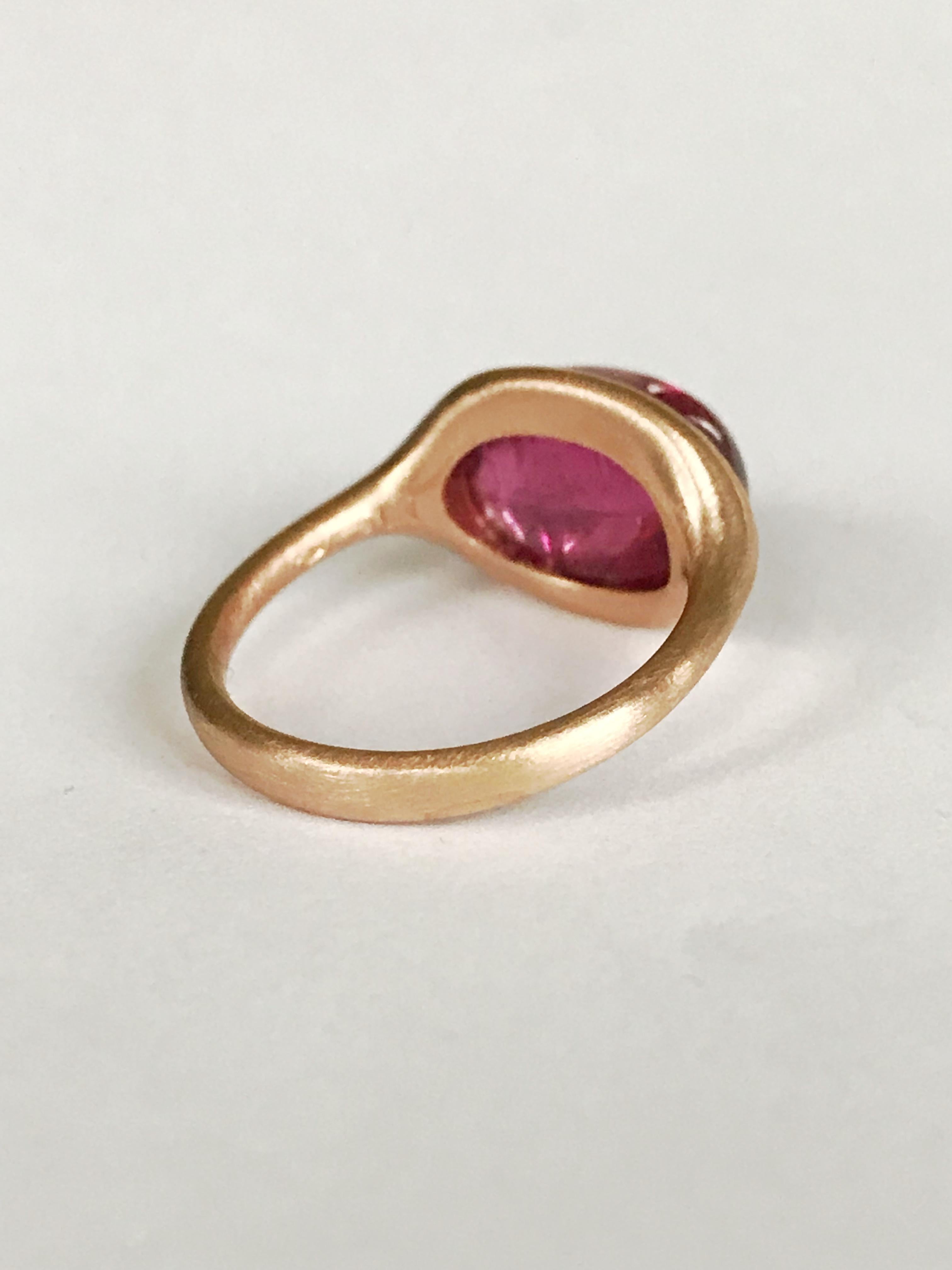 Dalben Rubellite Cabochon Rose Gold Ring In New Condition In Como, IT
