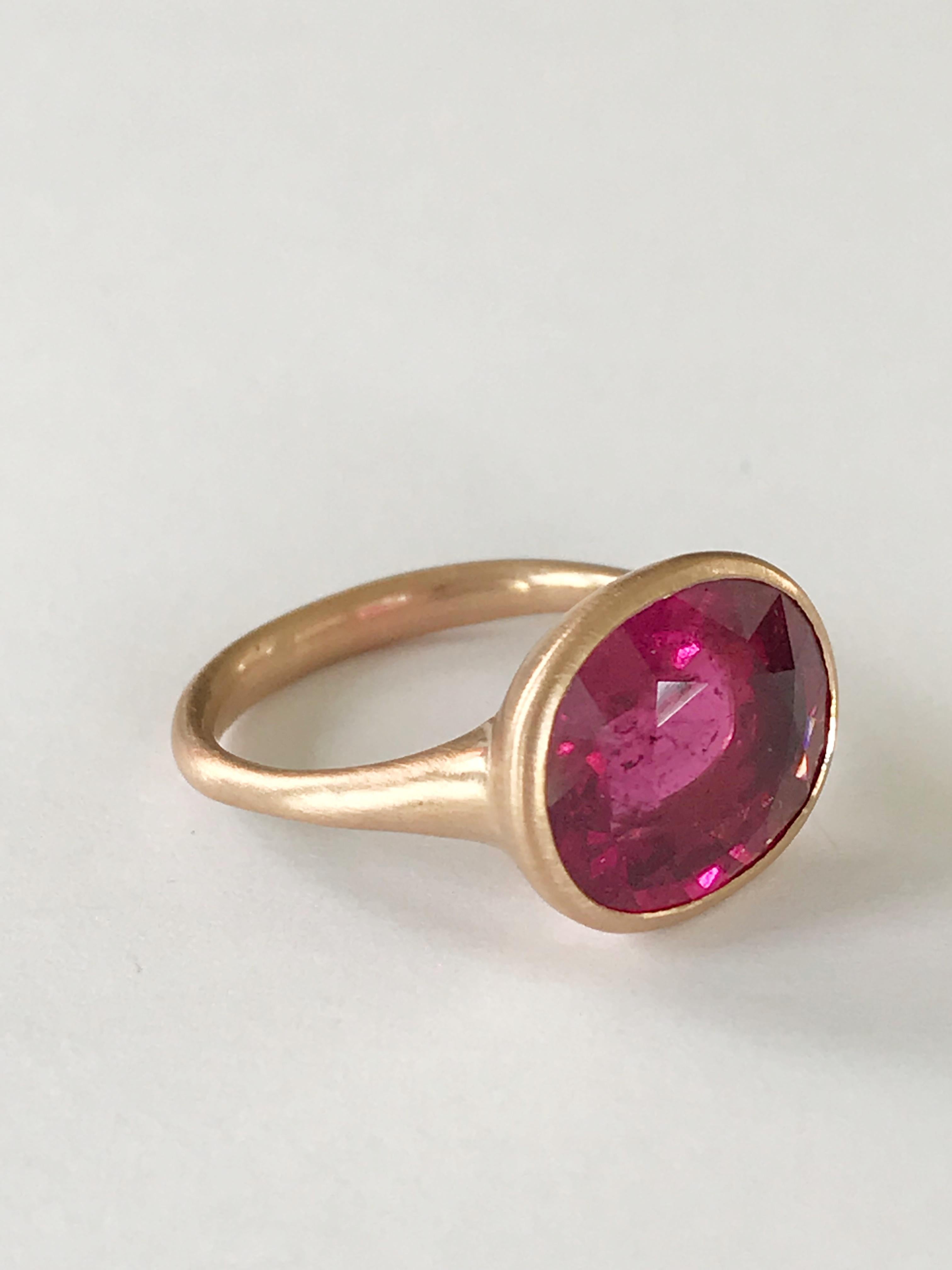 Contemporary Dalben Rubellite Rose Gold Ring For Sale