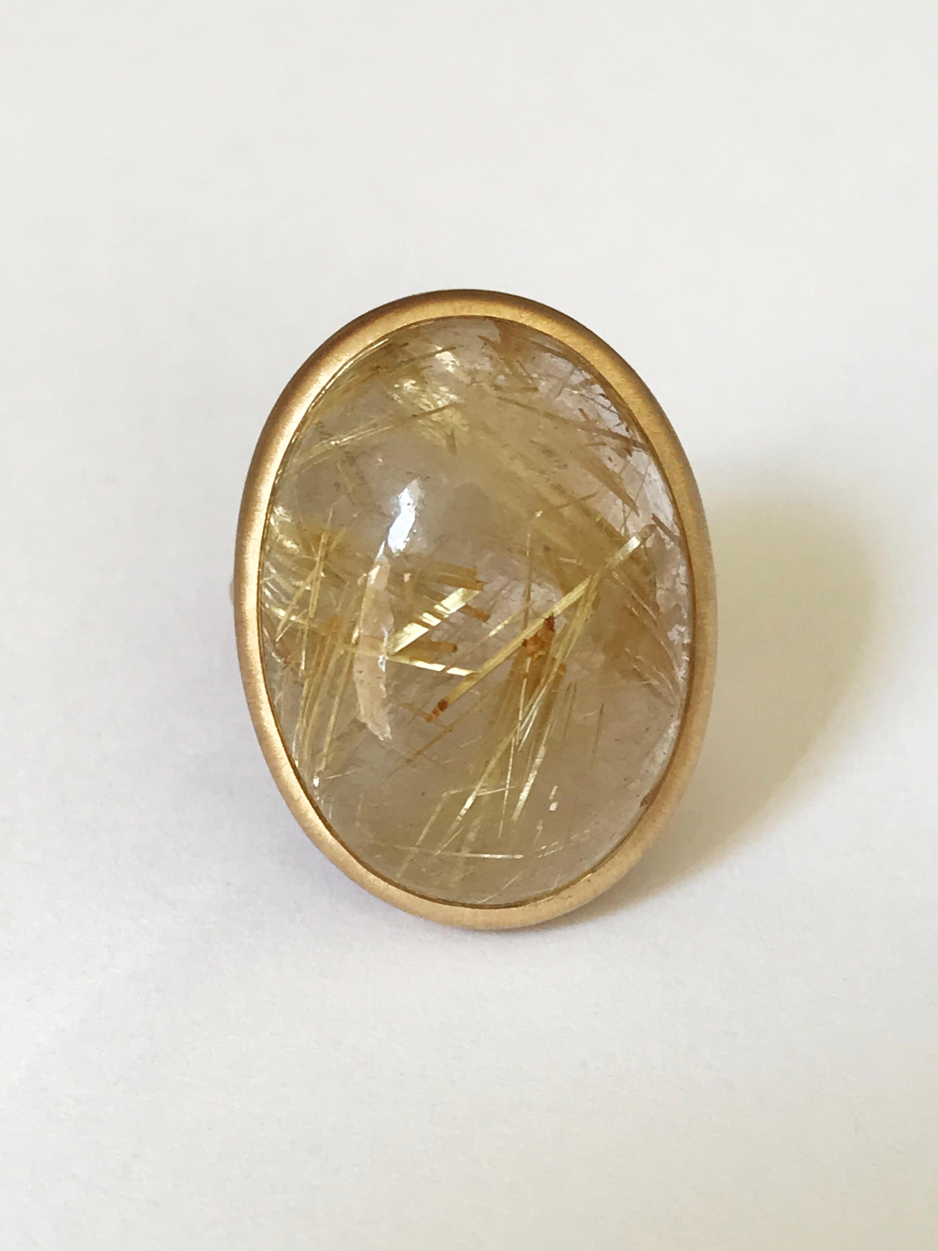 Dalben Bague en or jaune et quartz rutile en vente 2