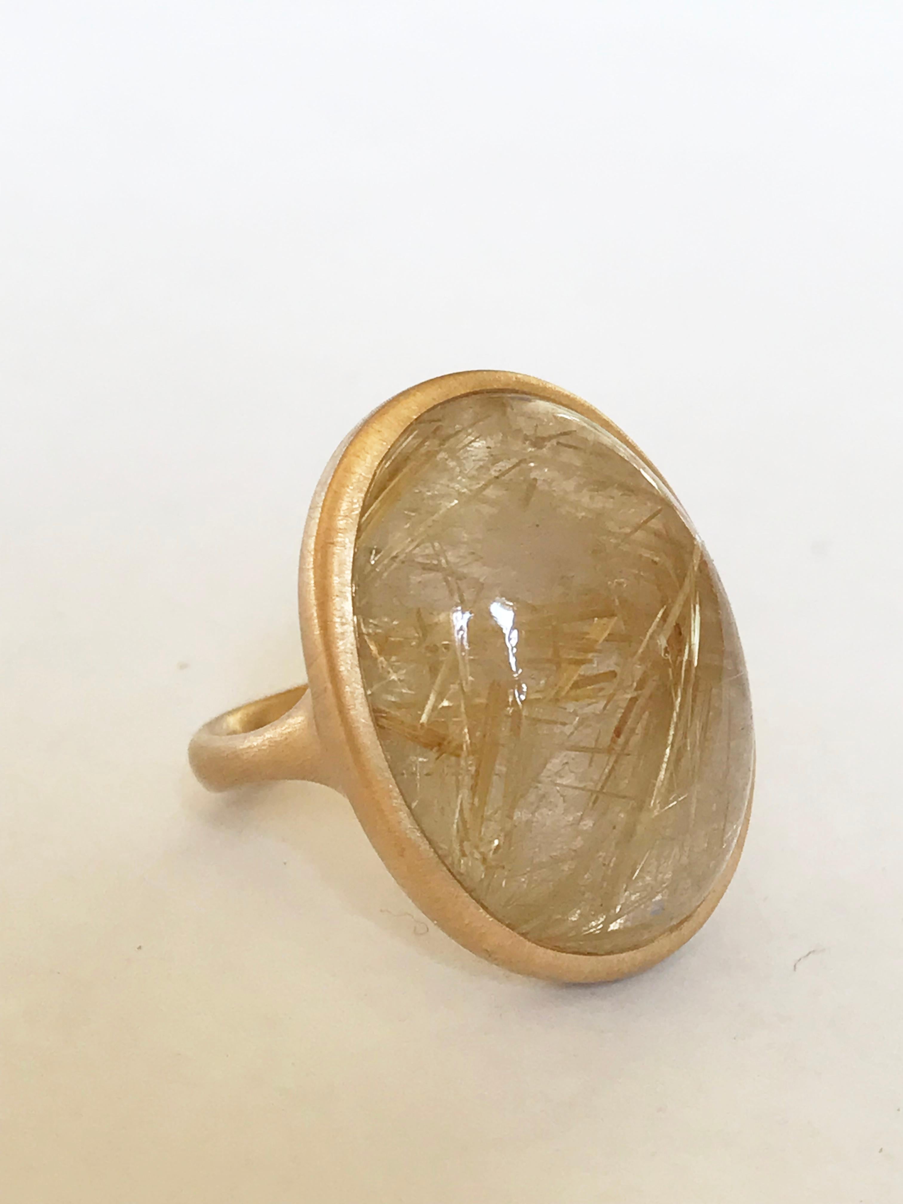 Women's Dalben Rutilated Quartz Yellow Gold Ring For Sale