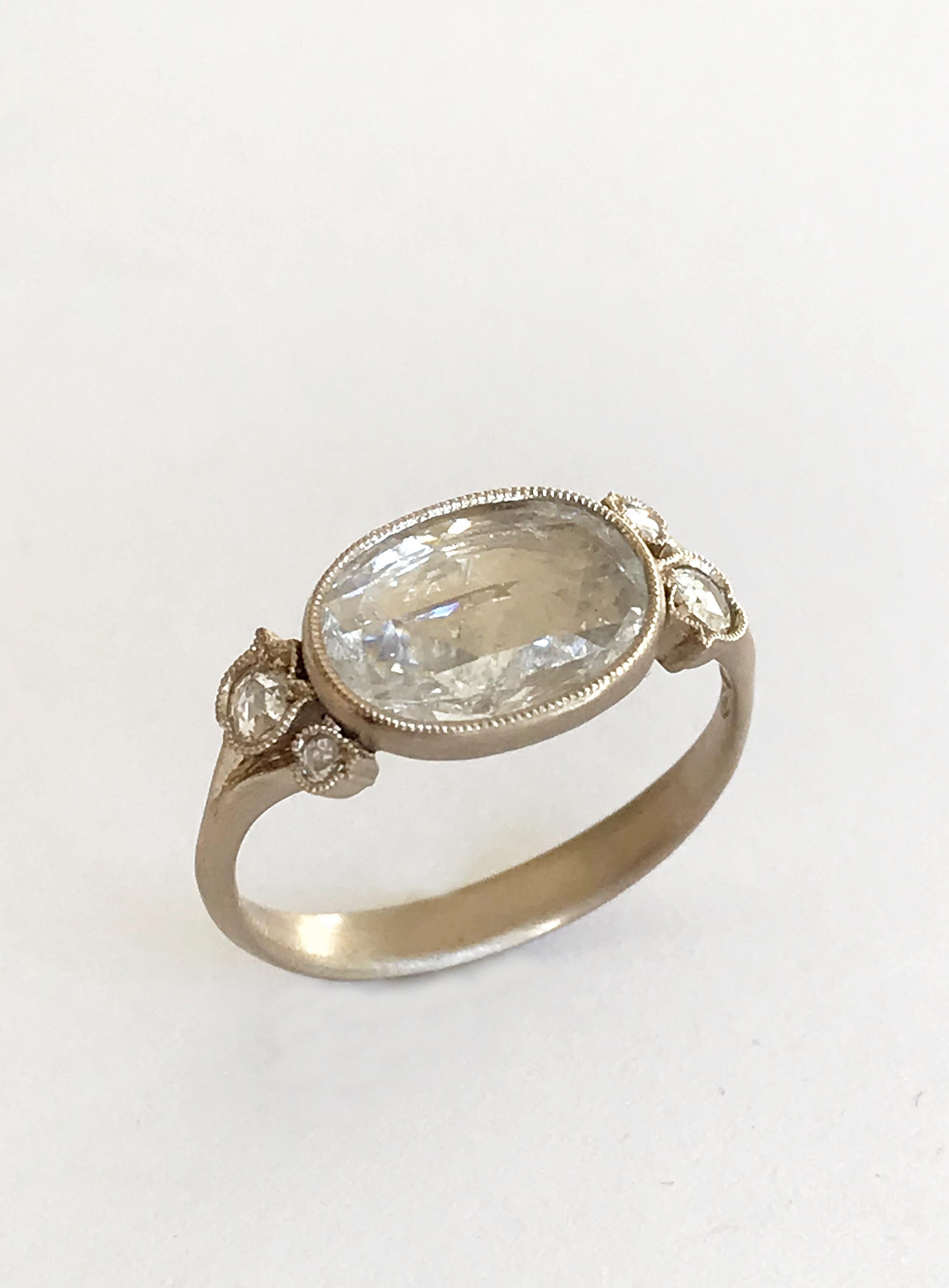 Contemporary Dalben Slice Oval Rose Cut Diamond Gold Ring