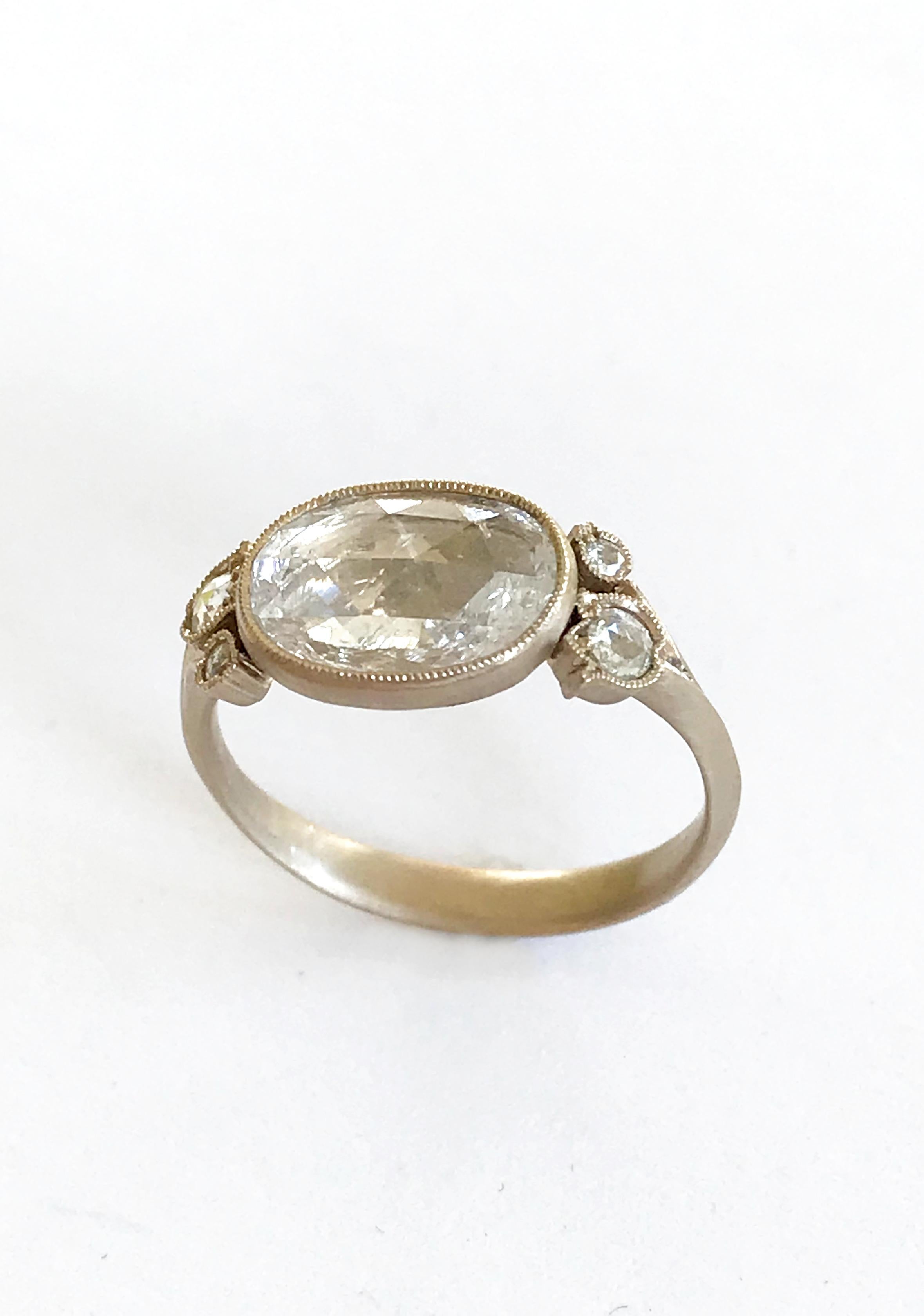 Women's Dalben Slice Oval Rose Cut Diamond Gold Ring