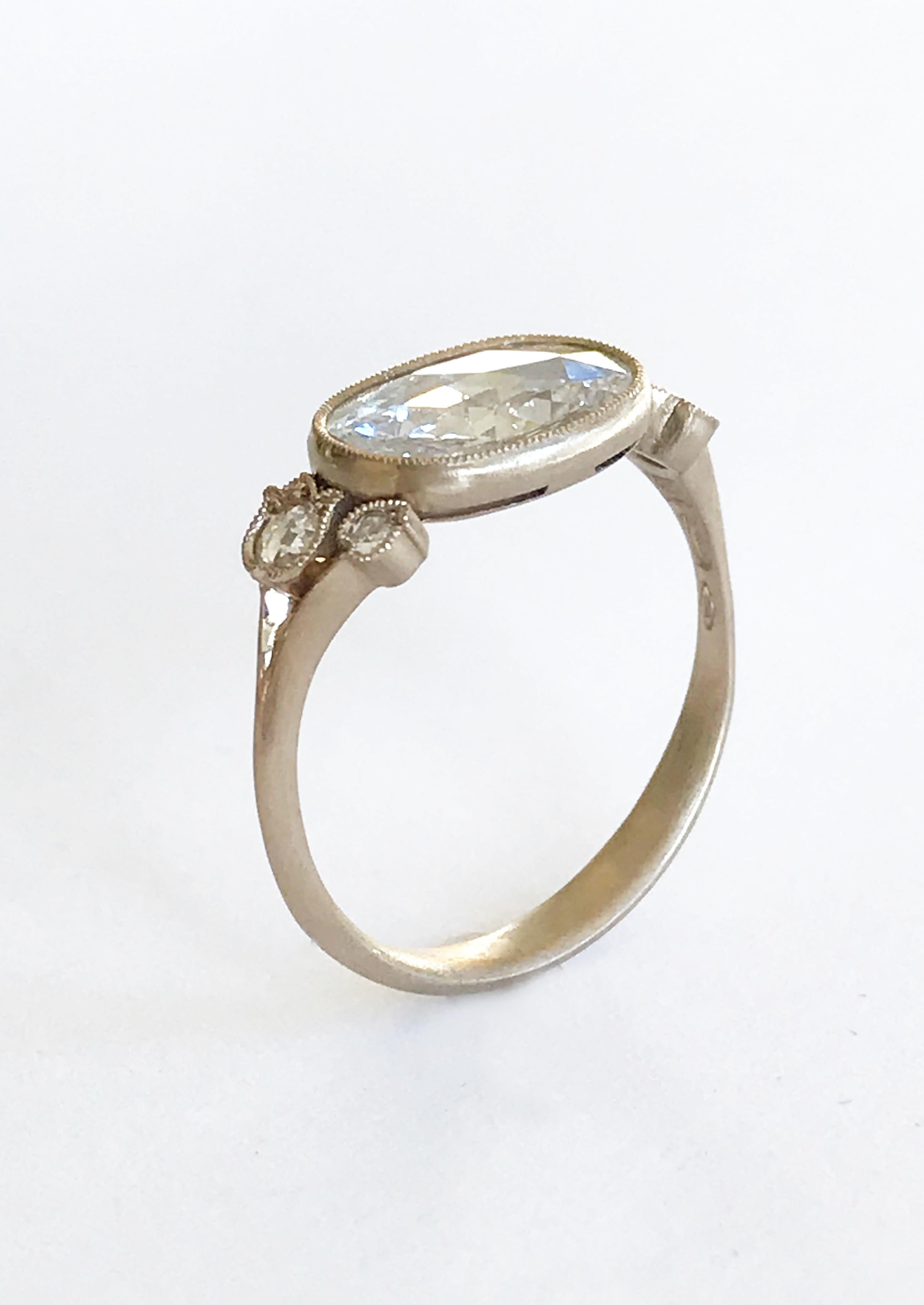 Dalben Slice Oval Rose Cut Diamond Gold Ring 4