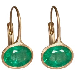 Dalben 2, 63 Carat Oval Cut Emerald Rose Gold Earrings