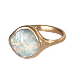 Dalben Small  Pink Blue Australian Boulder Opal Rose Gold Ring