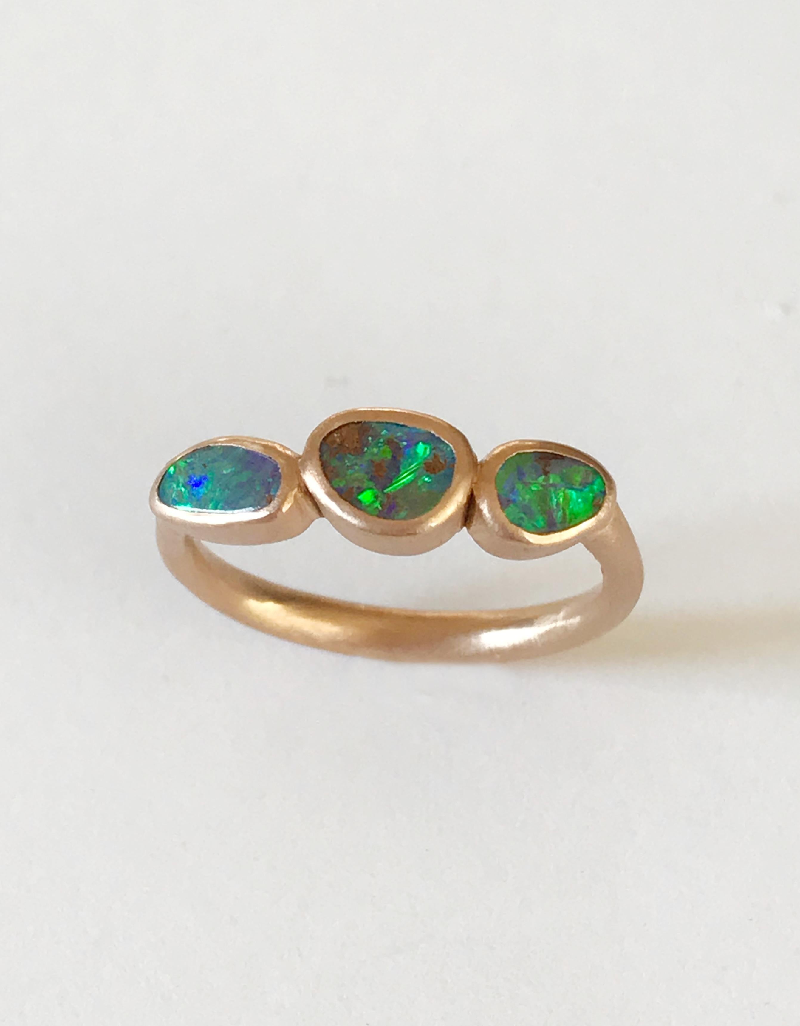 Contemporary Dalben Small Trilogy Boulder Opal Rose Gold Ring