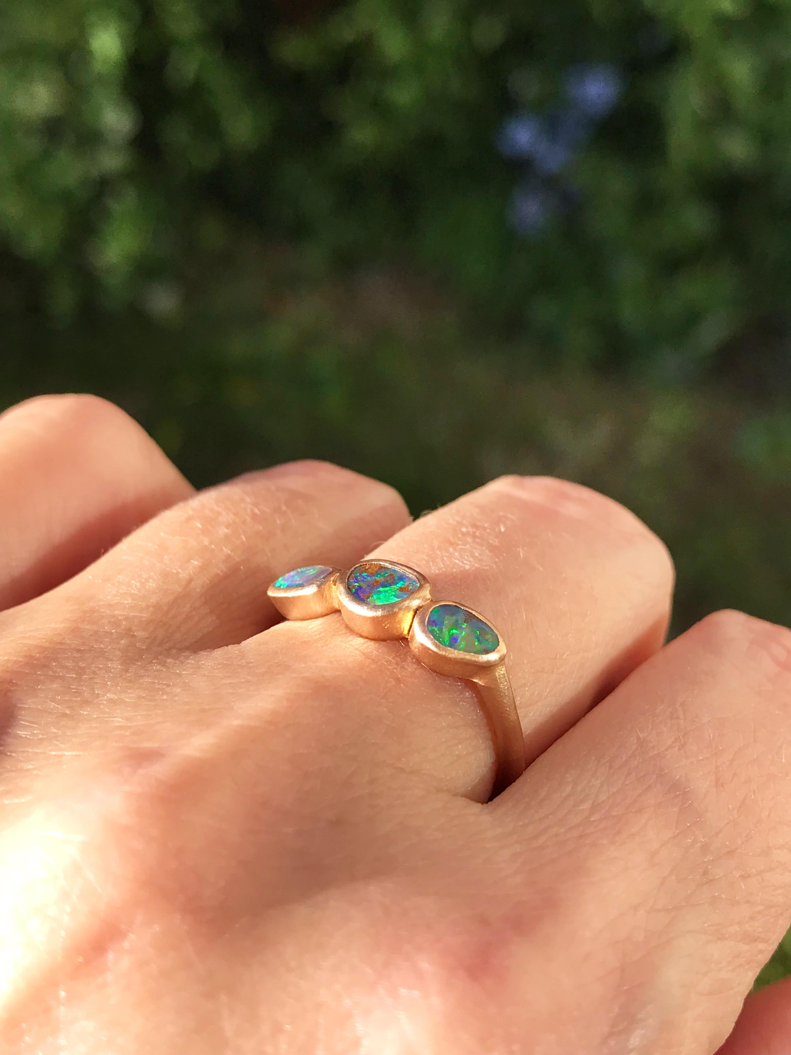 Women's Dalben Small Trilogy Boulder Opal Rose Gold Ring