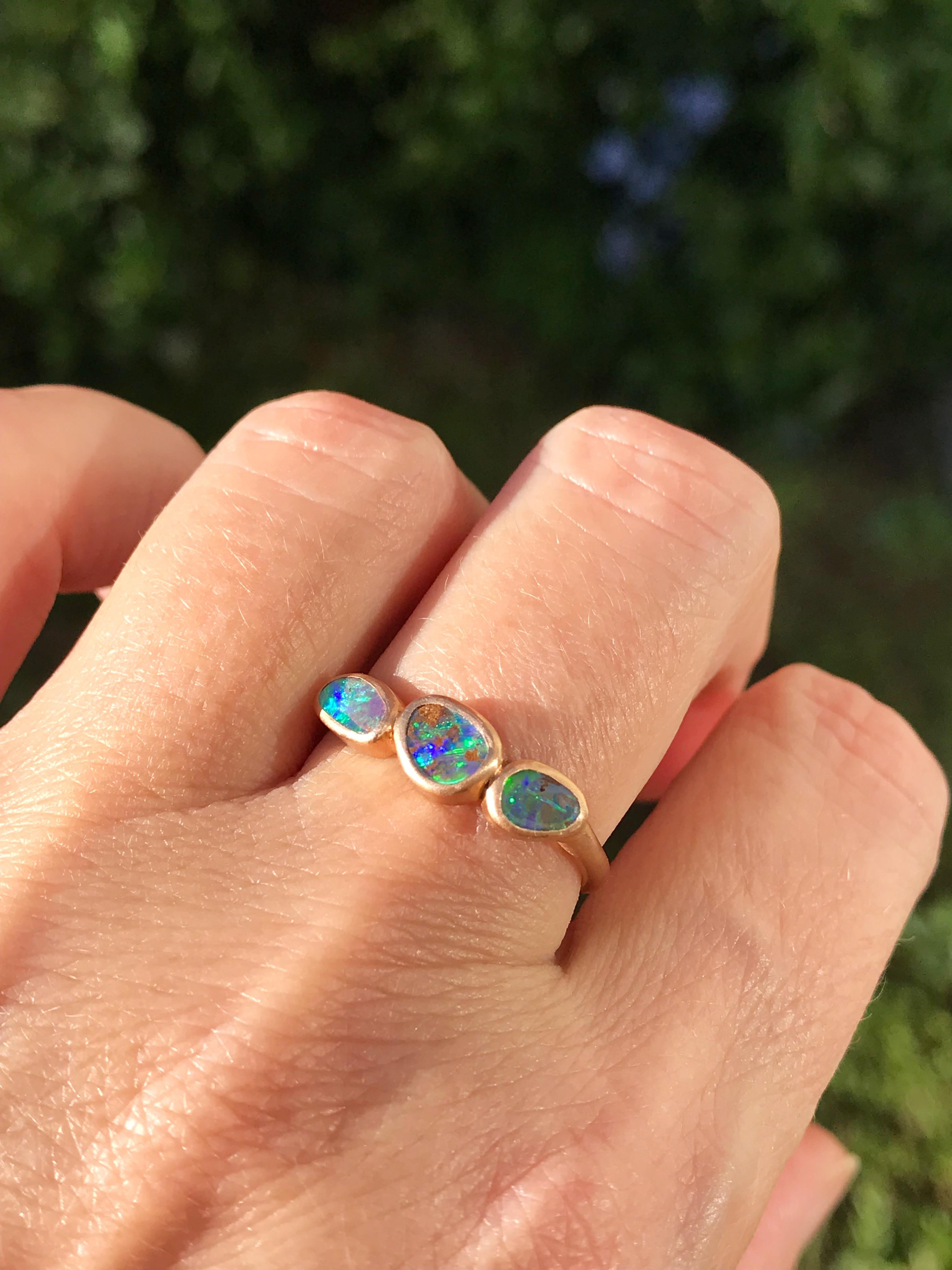 Dalben Small Trilogy Boulder Opal Rose Gold Ring 1