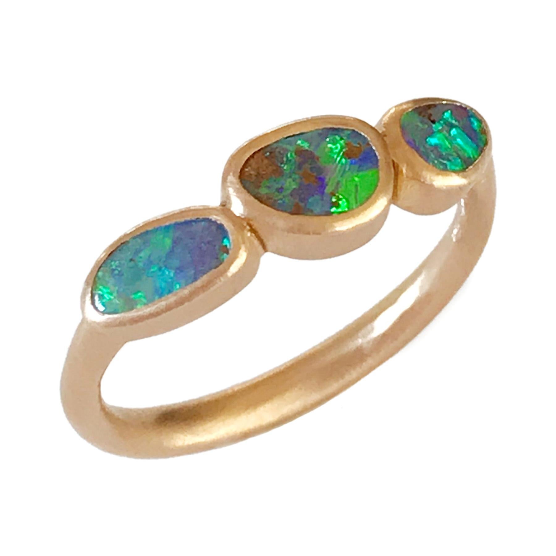 Dalben Small Trilogy Boulder Opal Rose Gold Ring