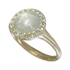 Dalben Round Star Sapphire Rose Cut Diamond Gold Ring