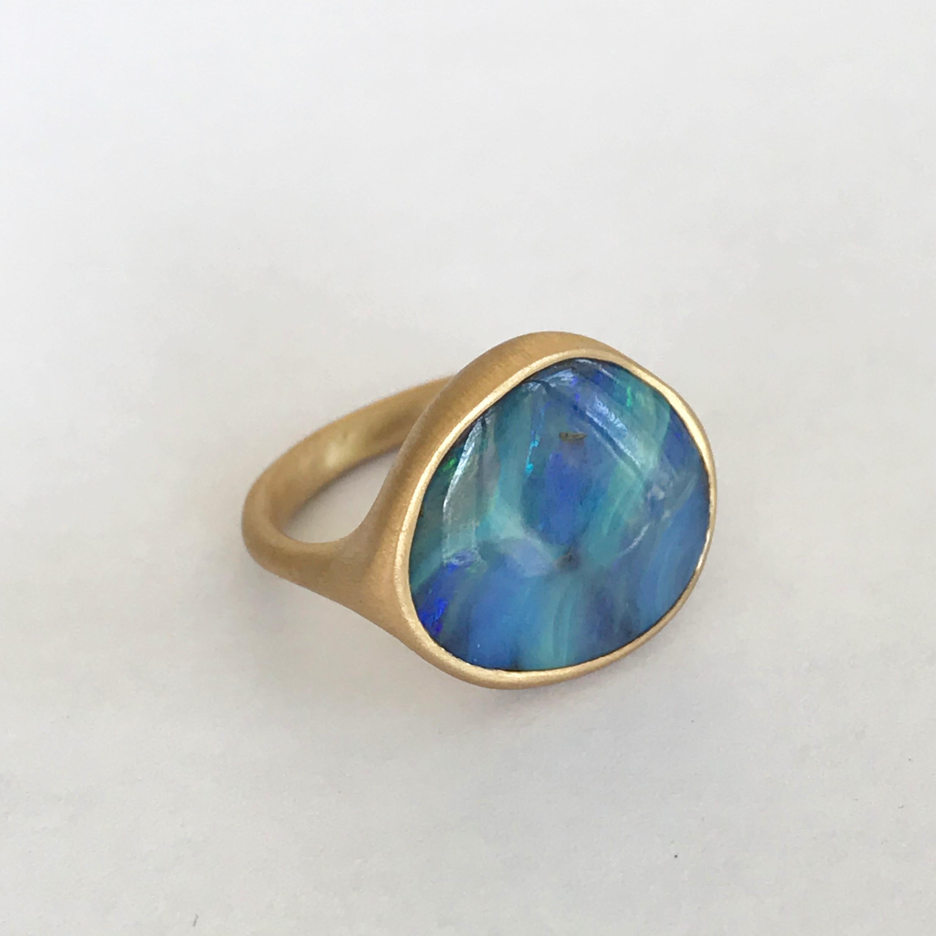 Dalben Stone Shape Boulder Opal Yellow Gold Ring For Sale at 1stDibs ...