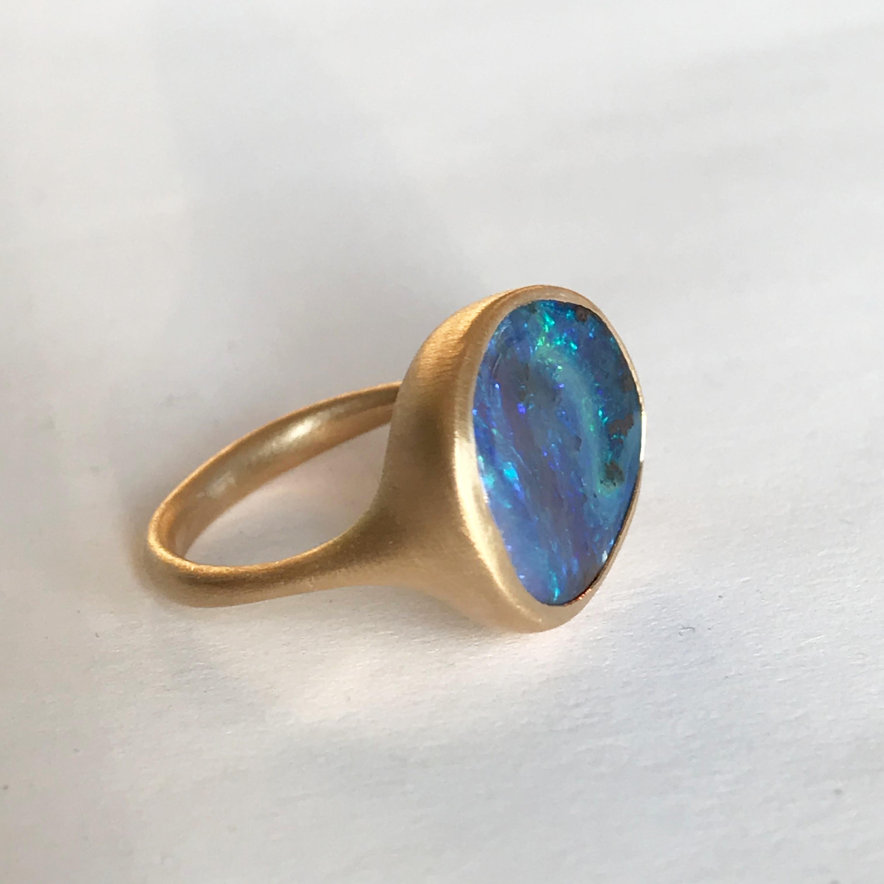 Dalben Stone Shape Boulder Opal Yellow Gold Ring In New Condition In Como, IT