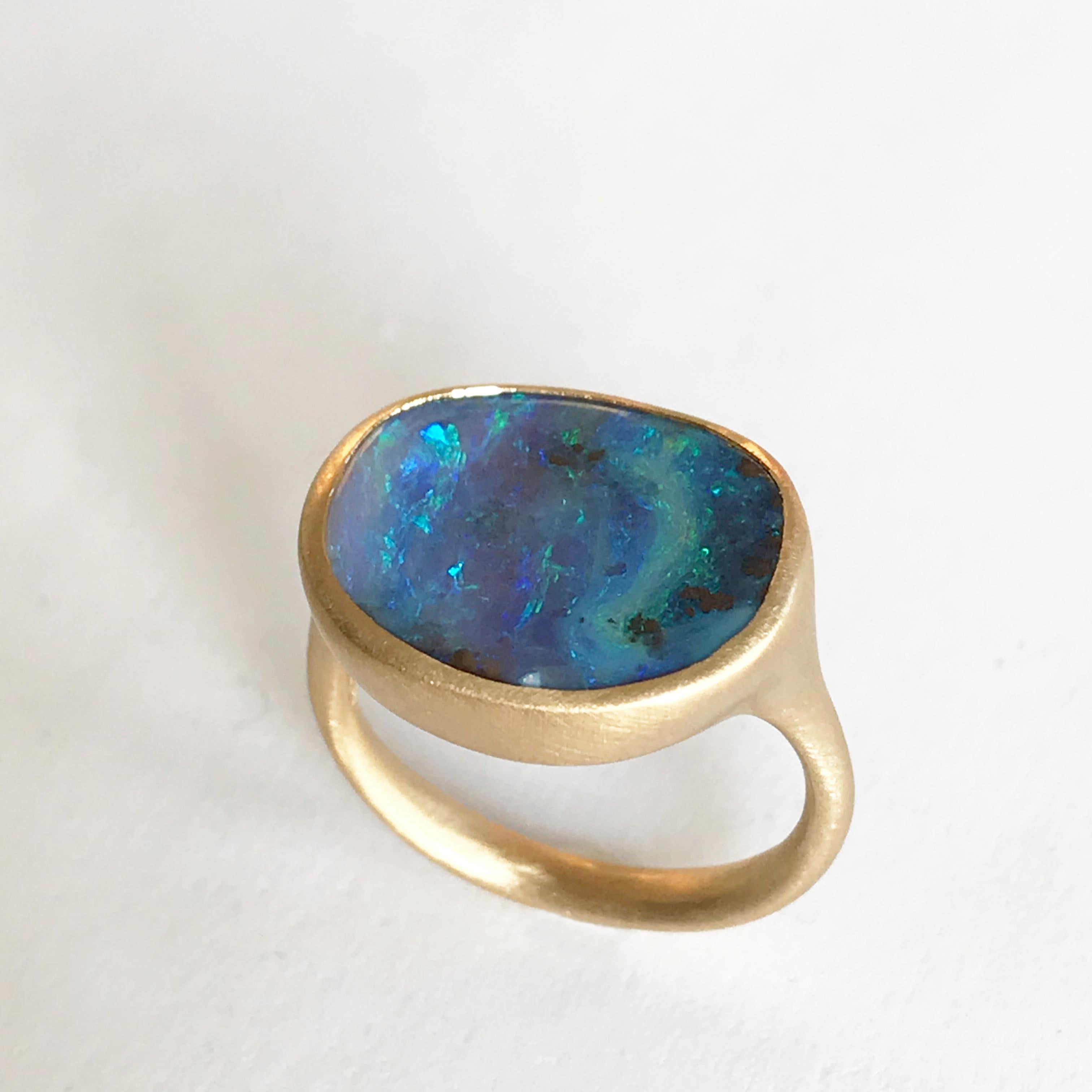 Women's Dalben Stone Shape Boulder Opal Yellow Gold Ring