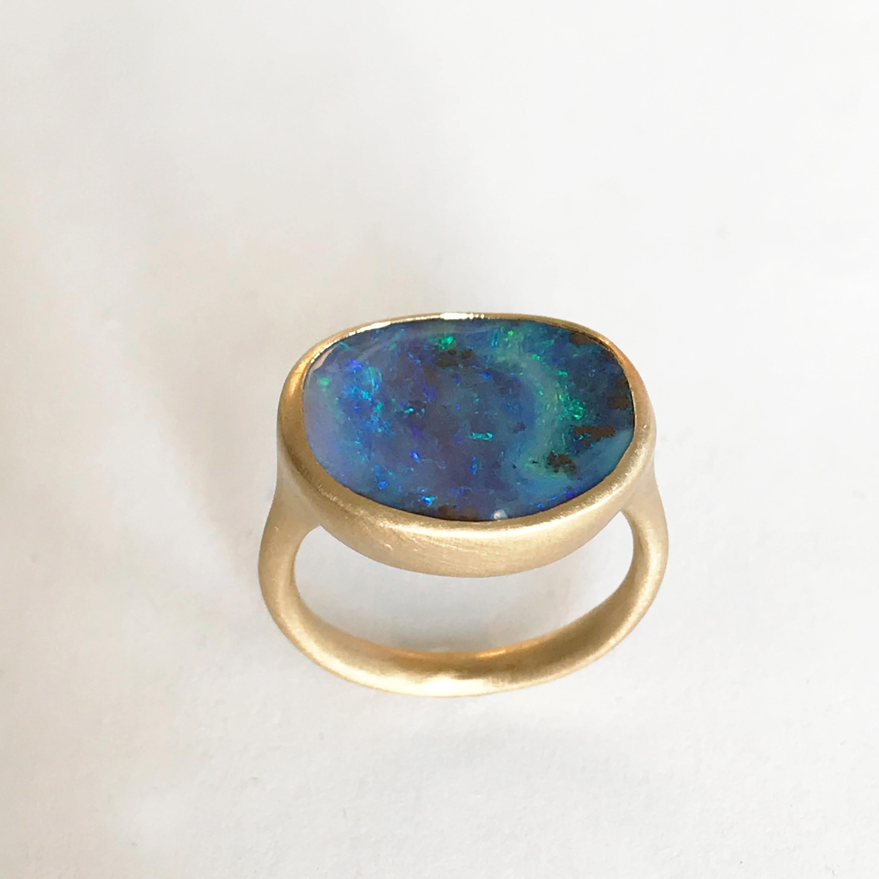 Dalben Stone Shape Boulder Opal Yellow Gold Ring 1