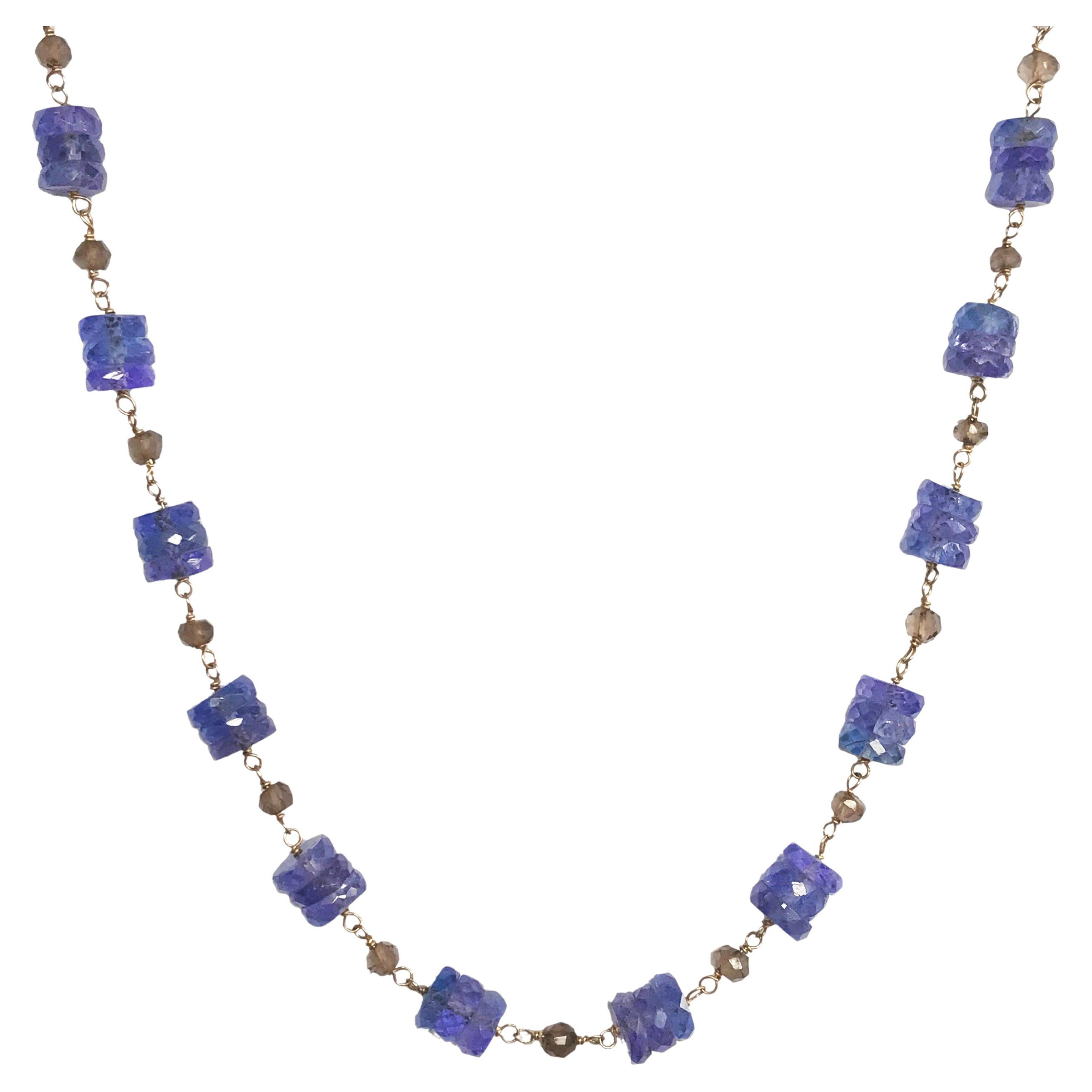 Dalben Tanzanita Cuarzo Ahumado Collar de Oro