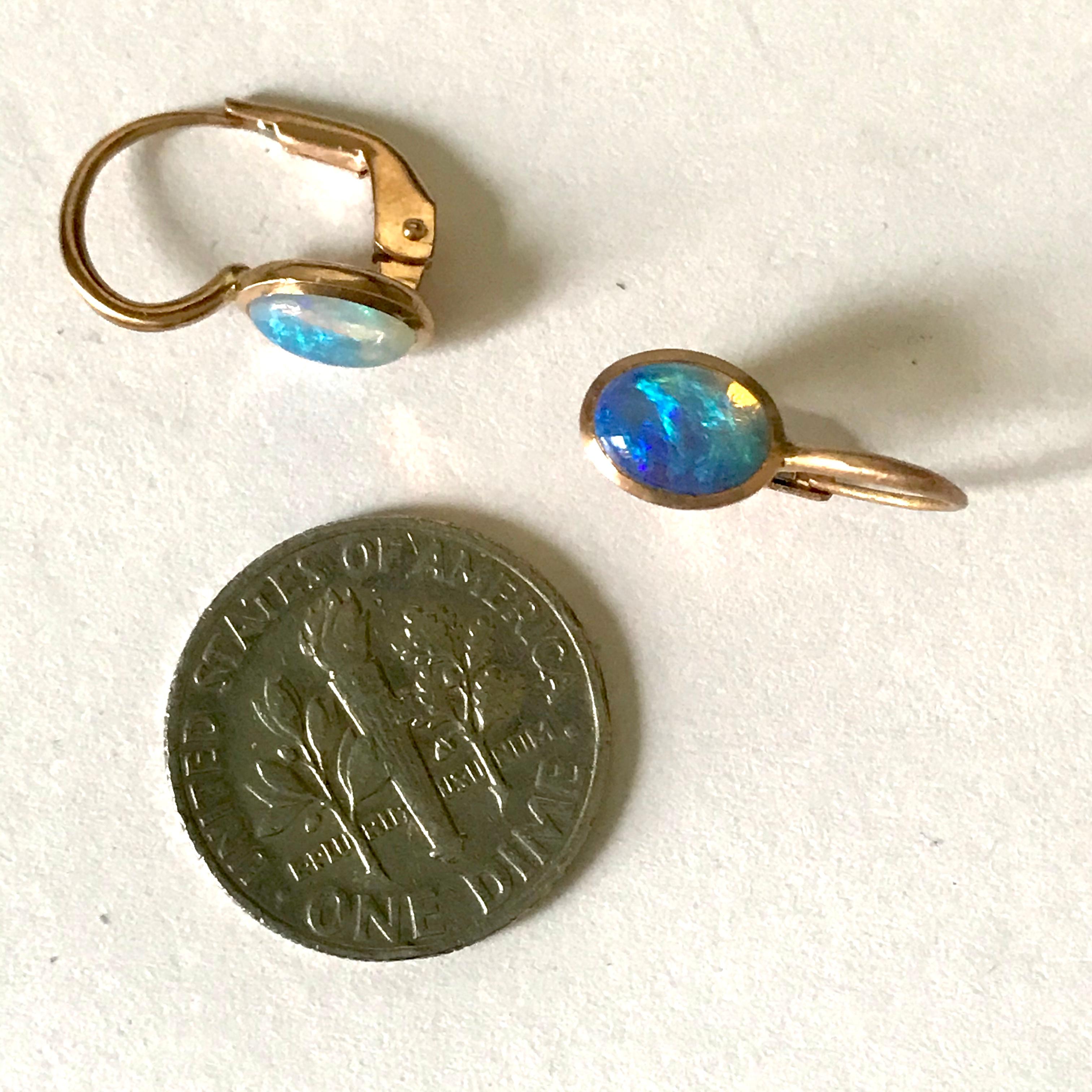 Dalben Tiny Oval Australian Opal Rose Gold Earrings 4