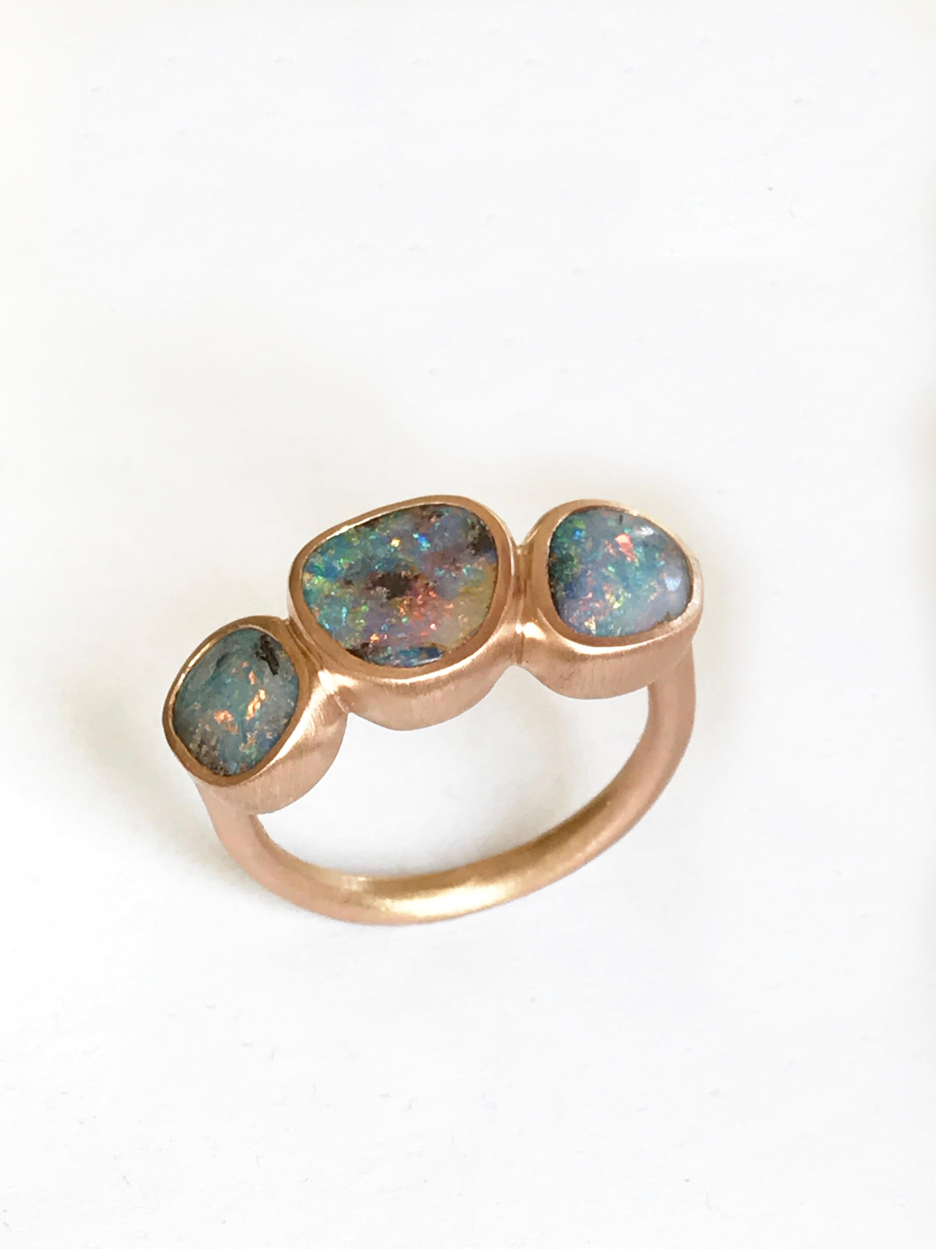 Dalben Trilogy Boulder Opal Rose Gold Ring For Sale 4